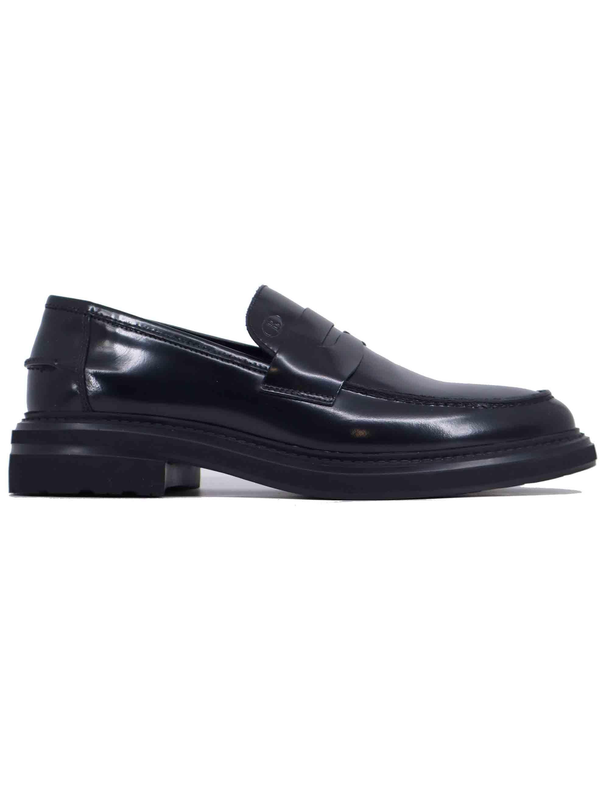 Mocassini uomo in pelle nera con suola in gomma CHIBA 1 001 Rogal's 