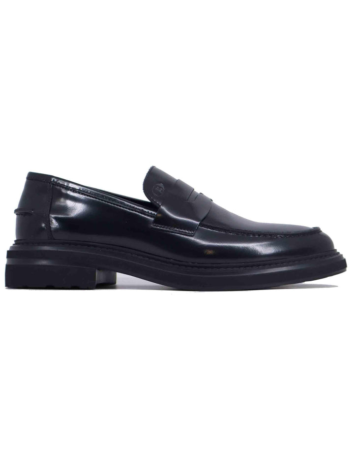 Mocassini uomo in pelle nera con suola in gomma CHIBA 1 001 Rogal's 