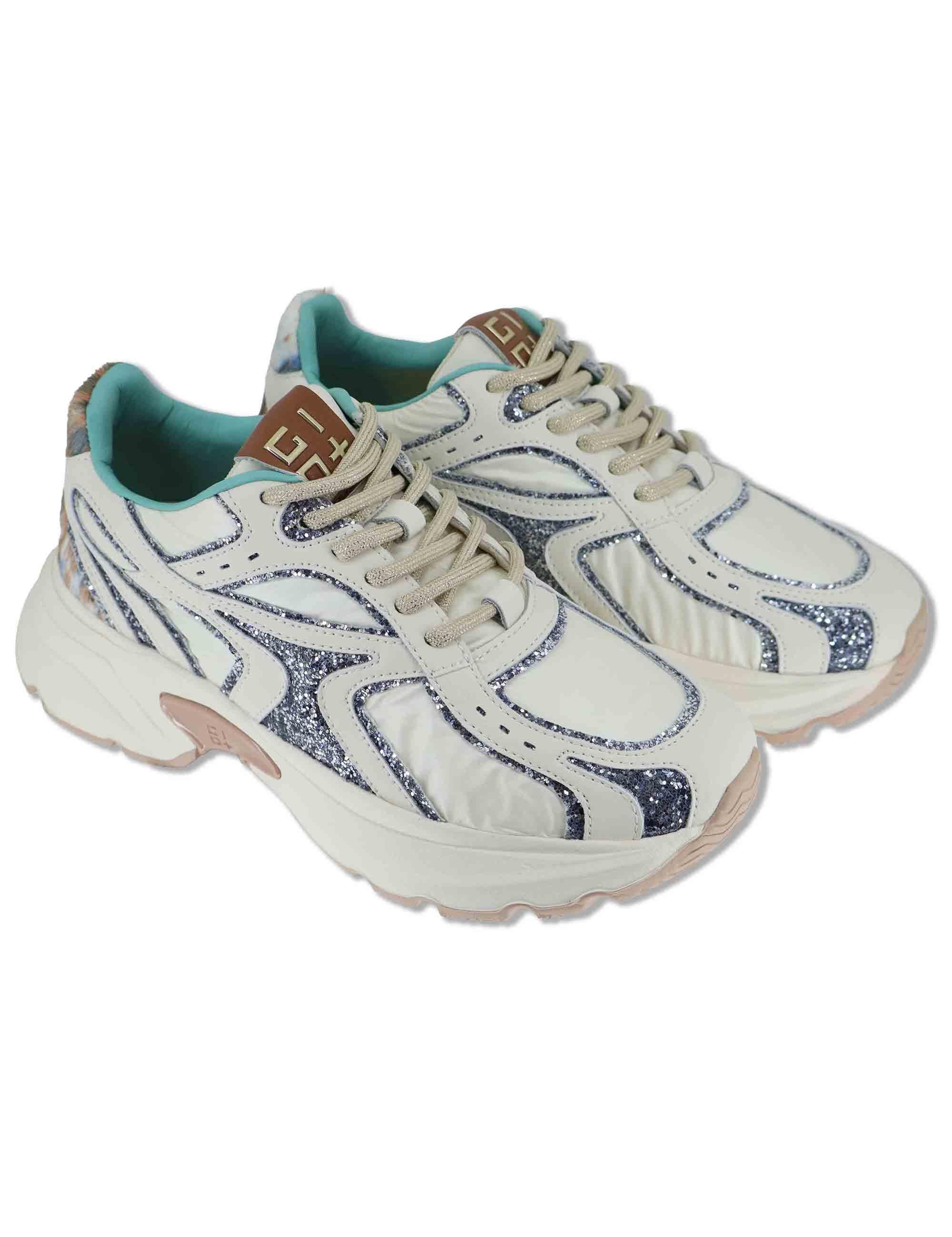 Sneakers donna Chunky in pelle e tessuto bianco con inserti a contrasto DALIA 05 Gio + 