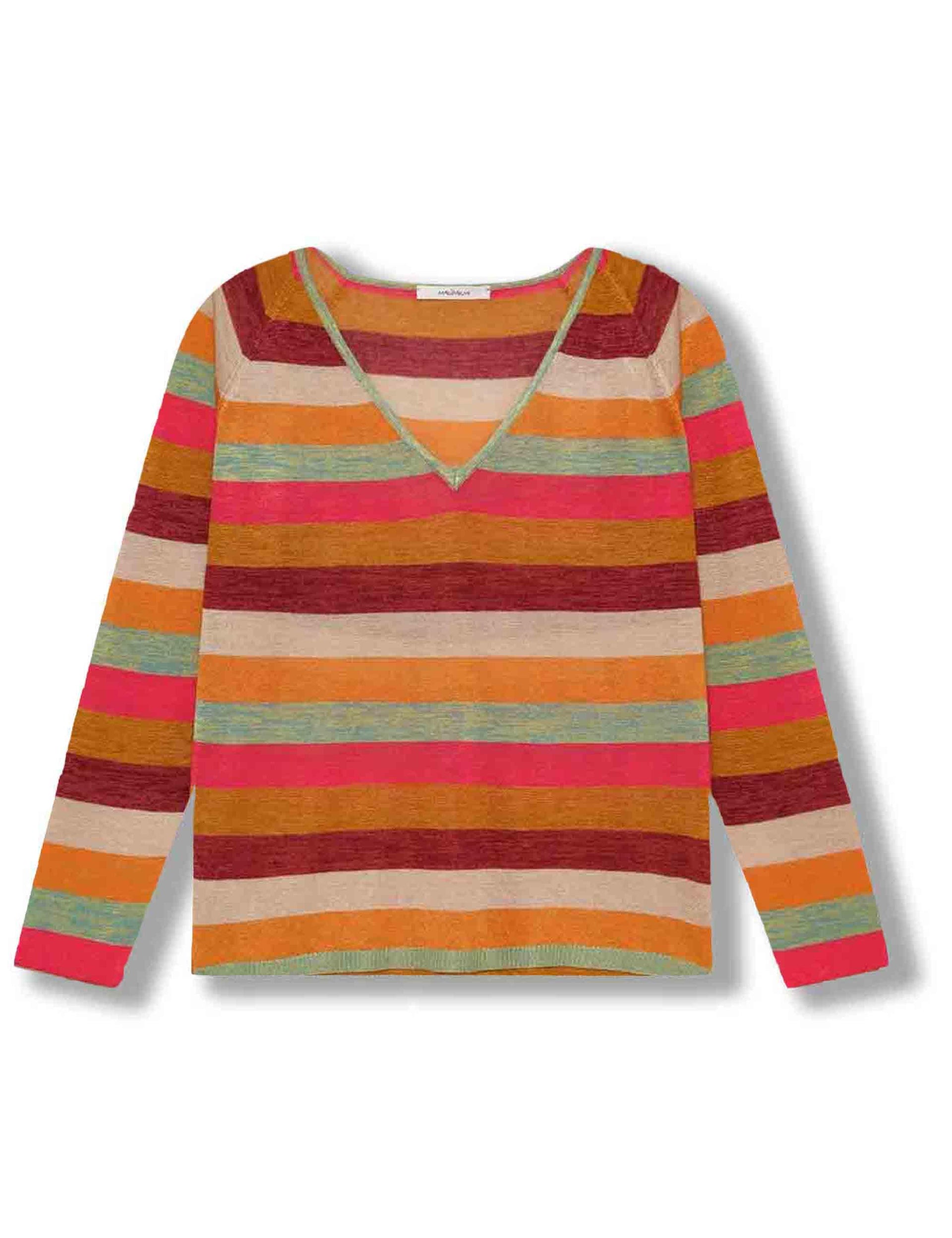 Maglia donna Viscose Fluid in viscosa naturale ruggine e multicolore JQ512177100 31B99 Maliparmi 