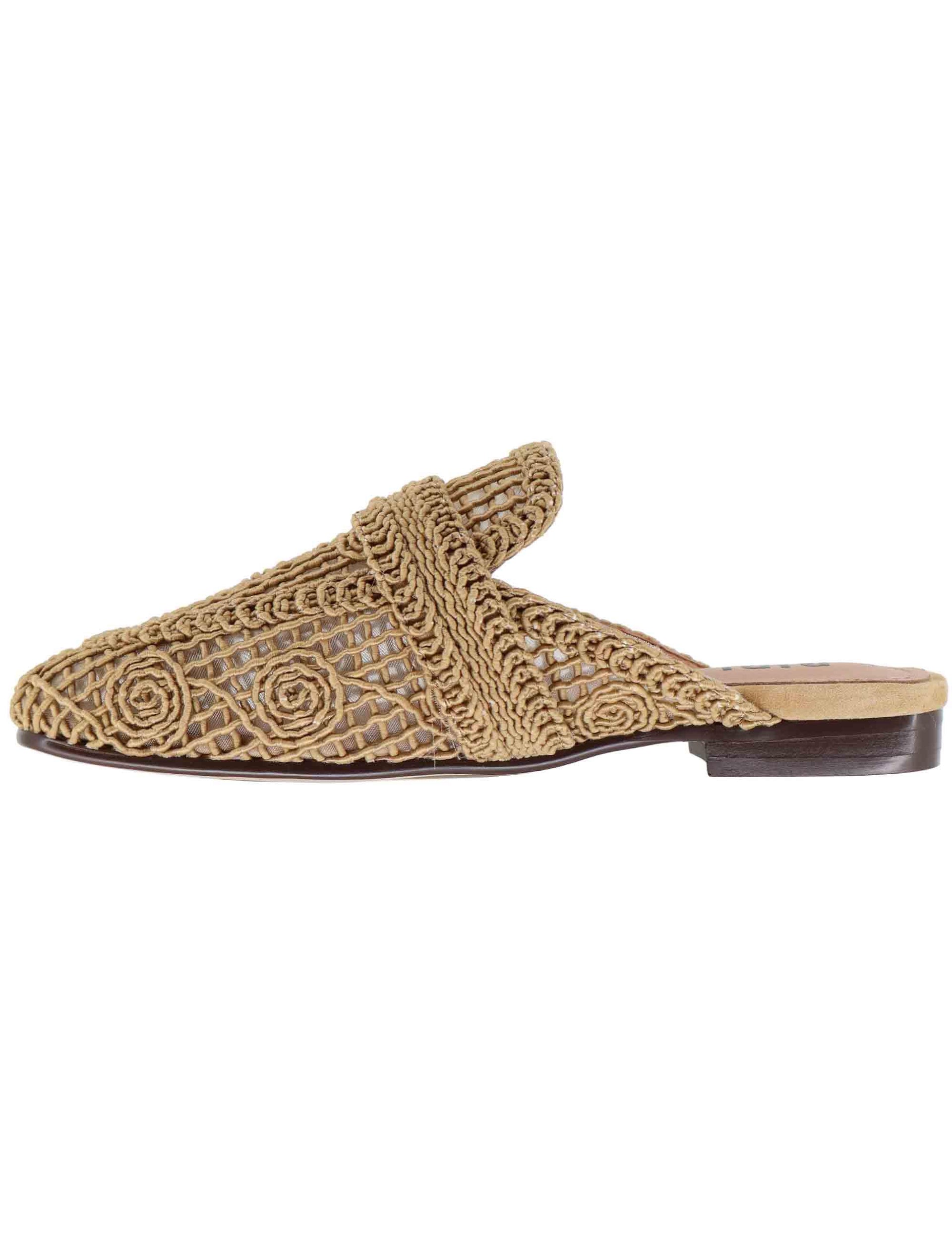 Mule donna Dalila in tessuto macrame naturale tacco basso 649Z61VK 069 Bibi Lou 
