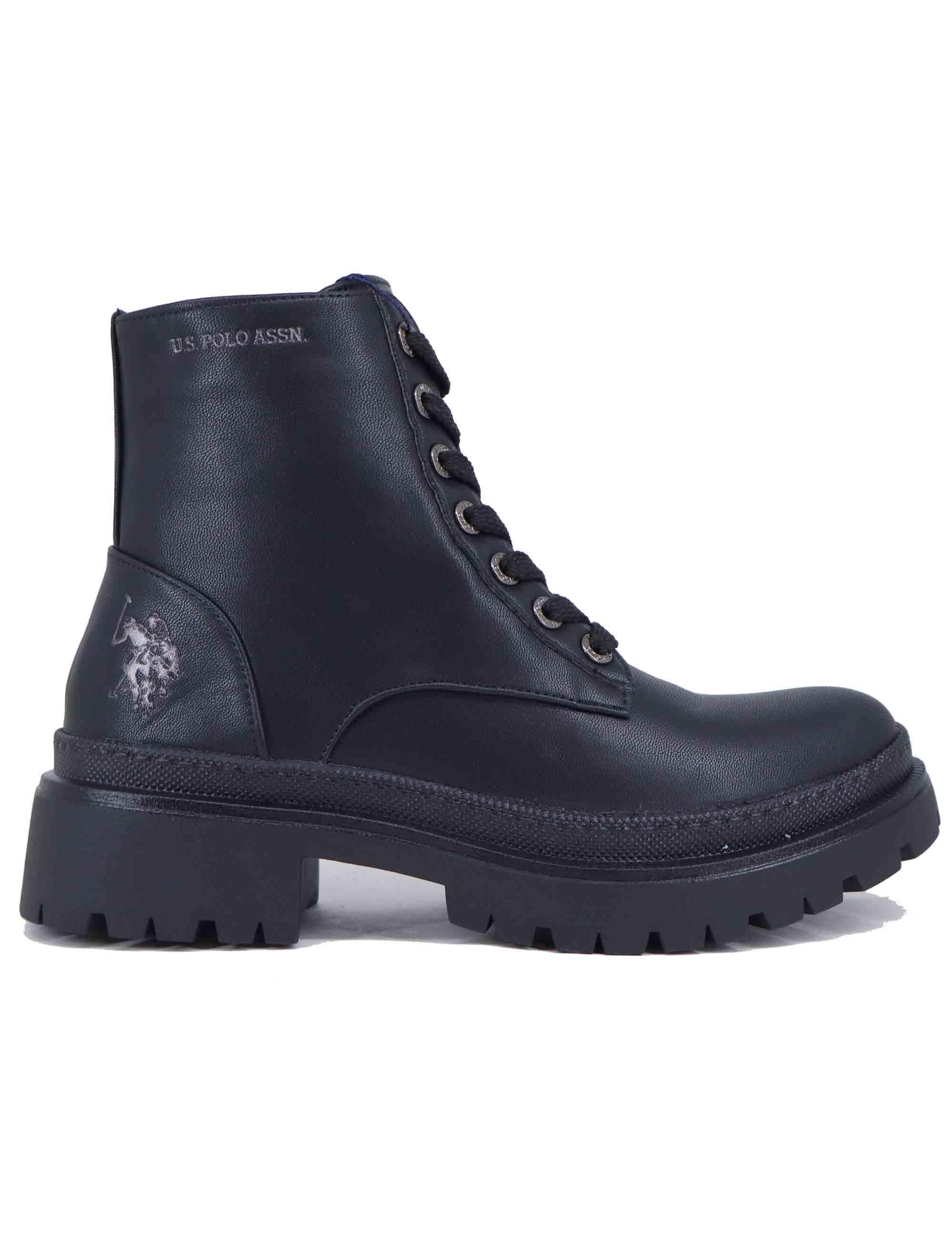 Stivaletti stringati donna in eco pelle nera BYKER001W DU1 U.S. Polo Assn. 