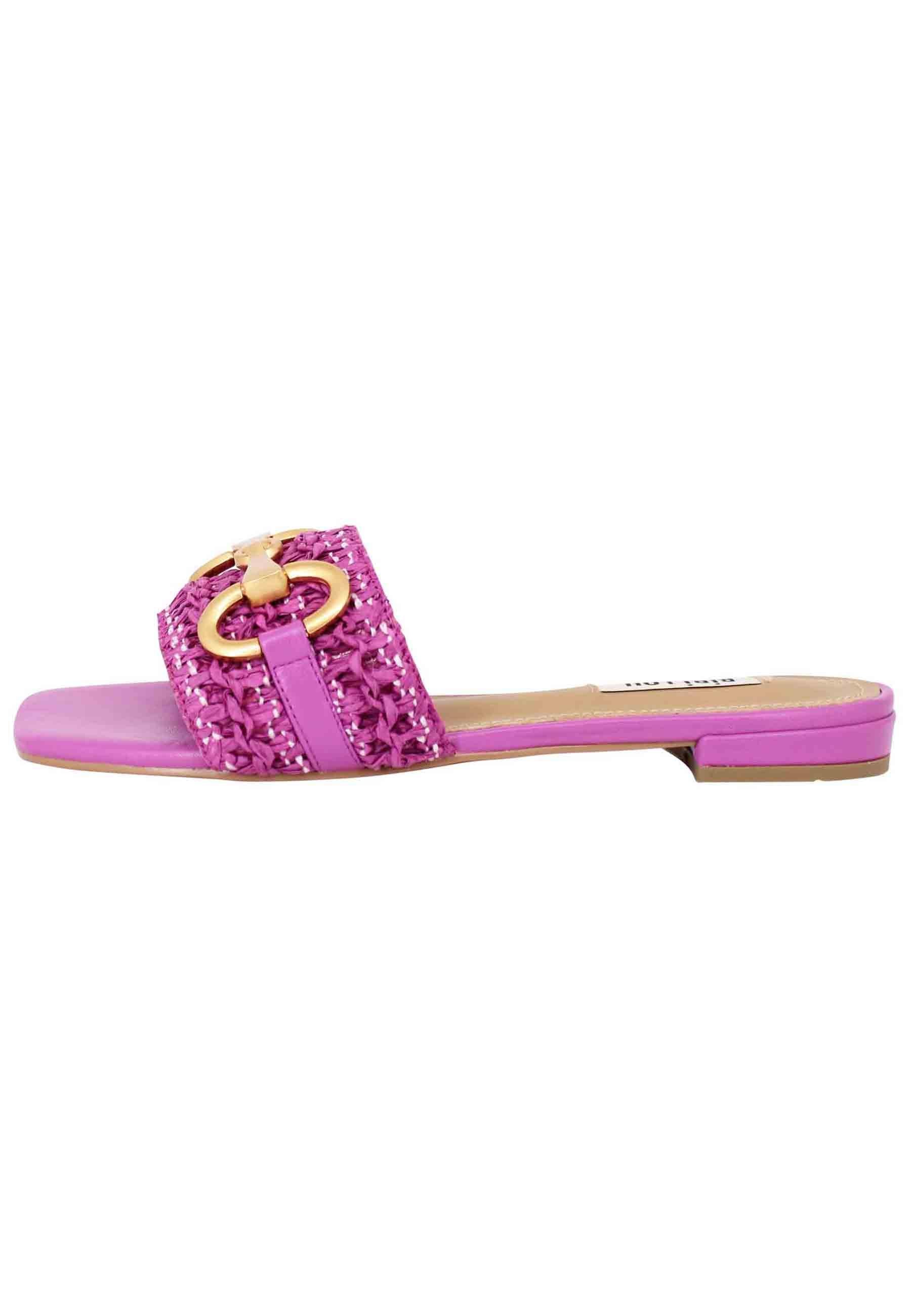 Sandali donna Edna in pelle viola con morsetto e tacco basso 544Z69VK 037 Bibi Lou 