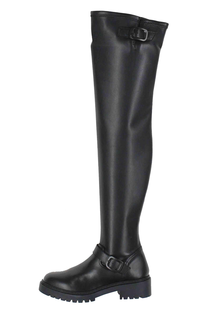 Stivali con gambale alto donna in pelle nera e suola carrarmato GASOL STN BLACK Unisa 