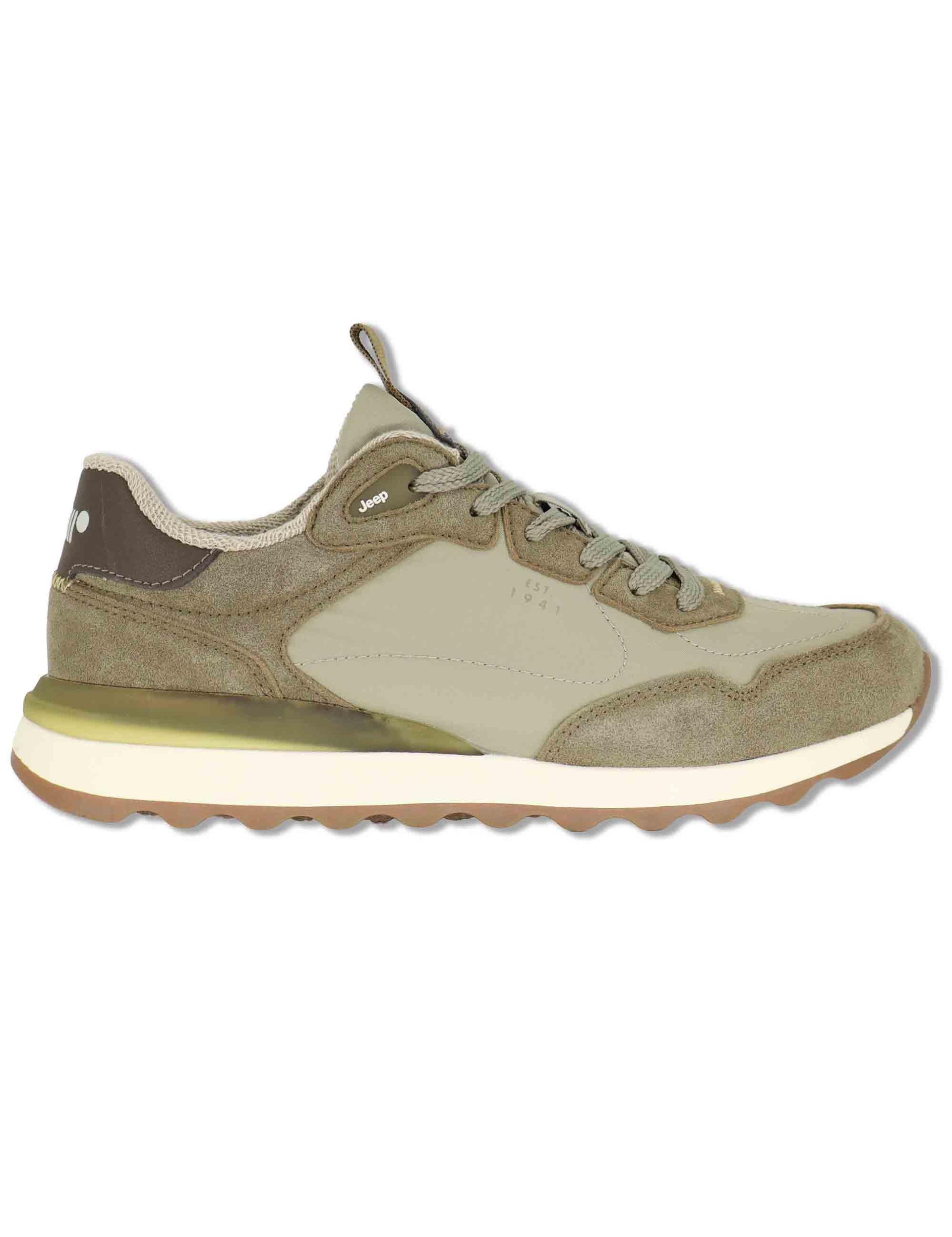 Sneakers uomo Jara in pelle e nylon verde con suola leggera JM61020A 036 Jeep 