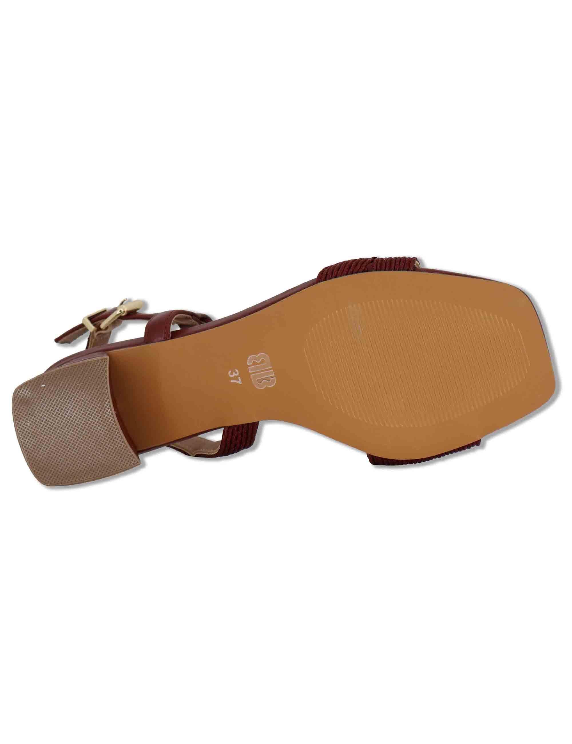 Sandali donna slingback in pelle e tessuto bordeaux con tacco medio Lipe 872Z94HG 40-BURGUND Bibi Lou 