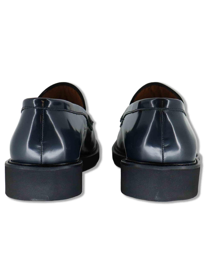 Mocassini uomo in pelle lucida blu fondo gomma senza bendina SP06 002 Spatarella 