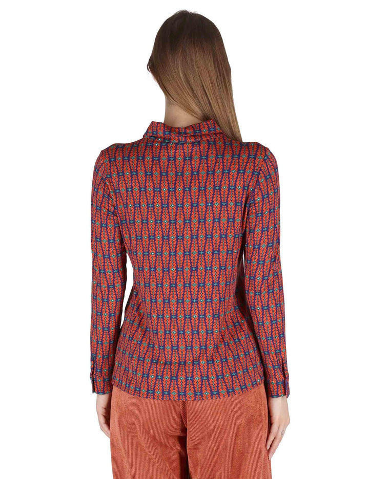 Camicie donna in jersey blu a fantasia a maniche lunghe JABCM0025-F1050 5020 Justmine 