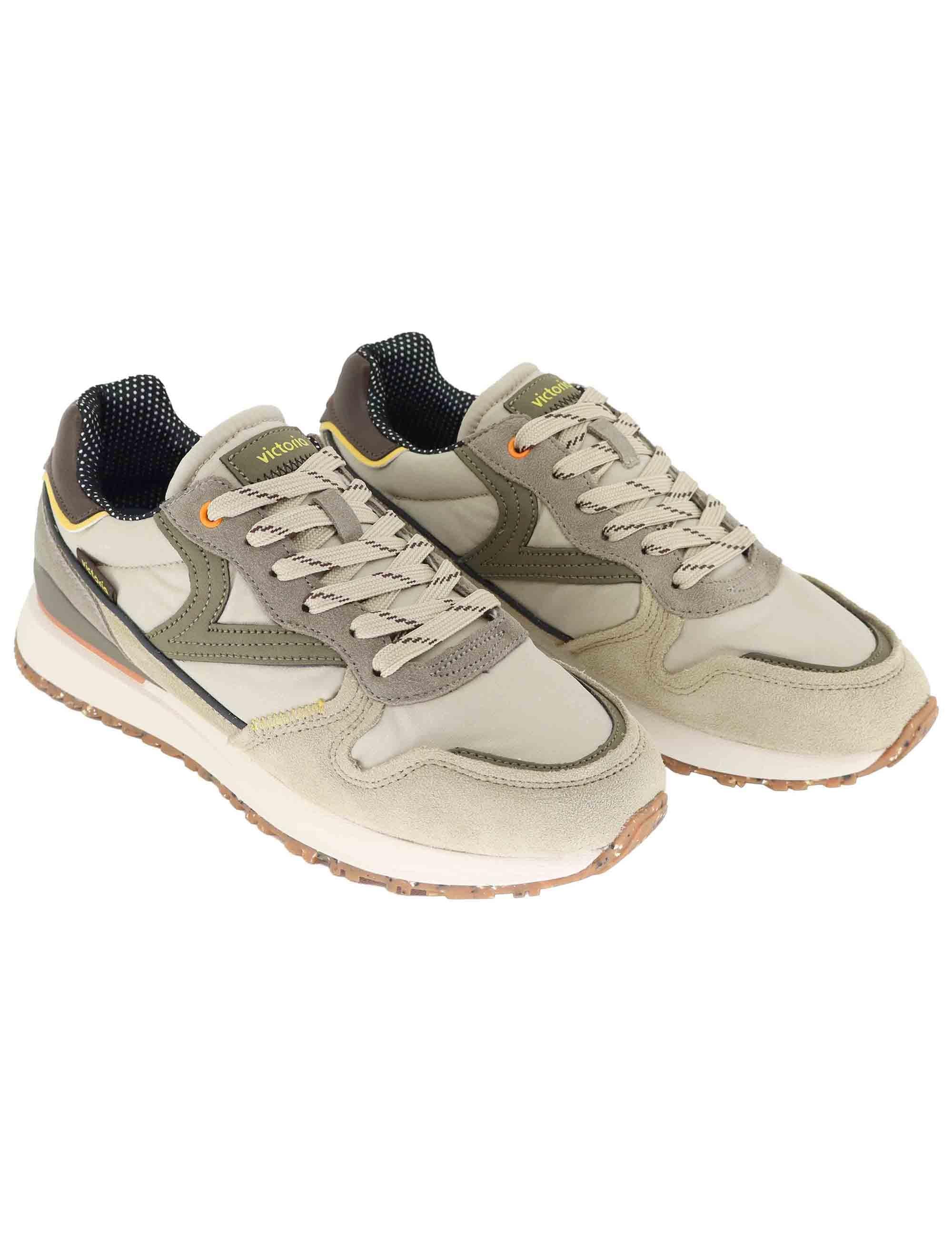 Sneakers uomo in pelle e tessuto taupe 8802114 Taupe Victoria 