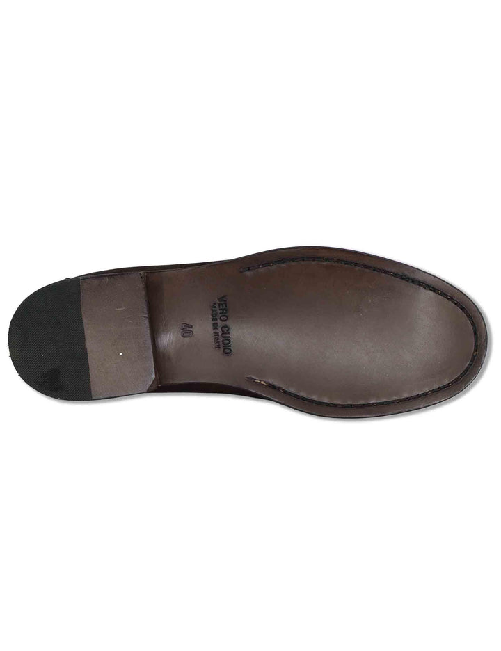 Mocassini uomo in camoscio marrone con nappine e suola in cuoio cucita SPSBG1020 014 Spatarella 