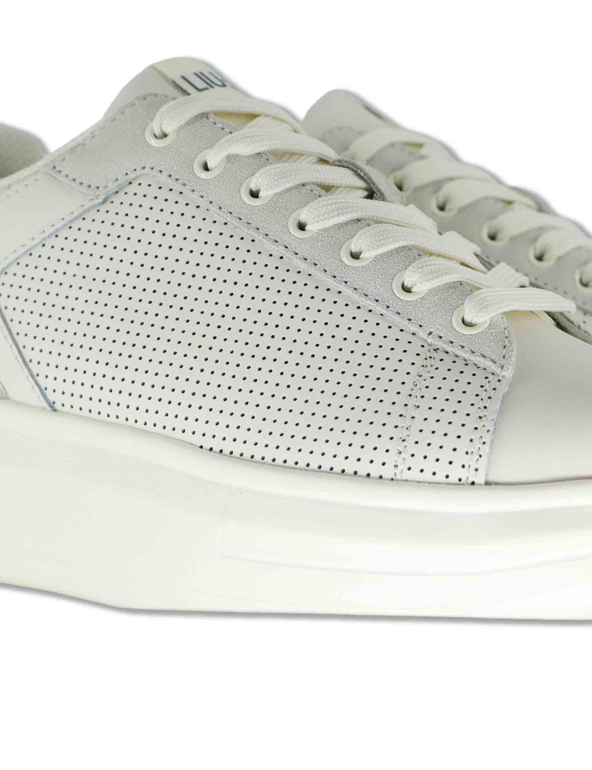 Sneakers uomo in pelle e tessuto off white con suola alta in gomma BIG 05 MILK Liu-Jo 