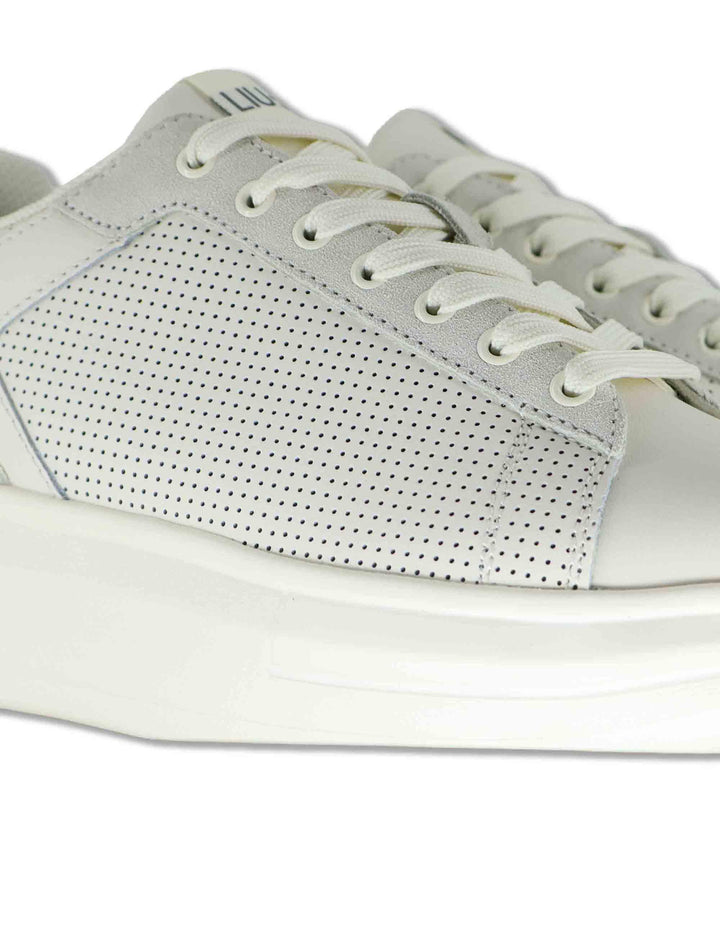 Sneakers uomo in pelle e tessuto off white con suola alta in gomma BIG 05 MILK Liu-Jo 