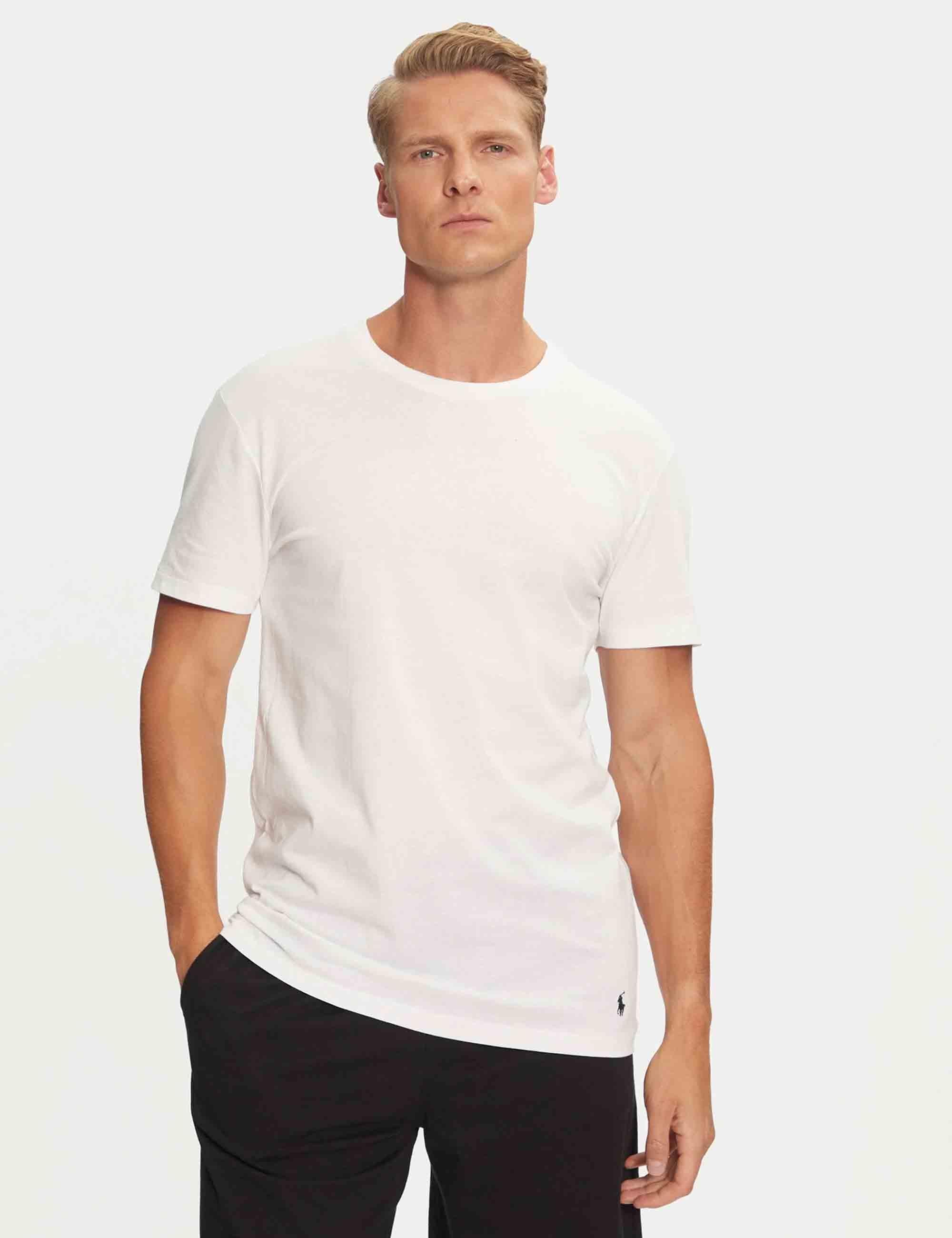 T-shirt uomo Classic Crew in cotone bianco con logo ricamato Set di 3 714830304003 WHITE Polo Ralph Lauren 