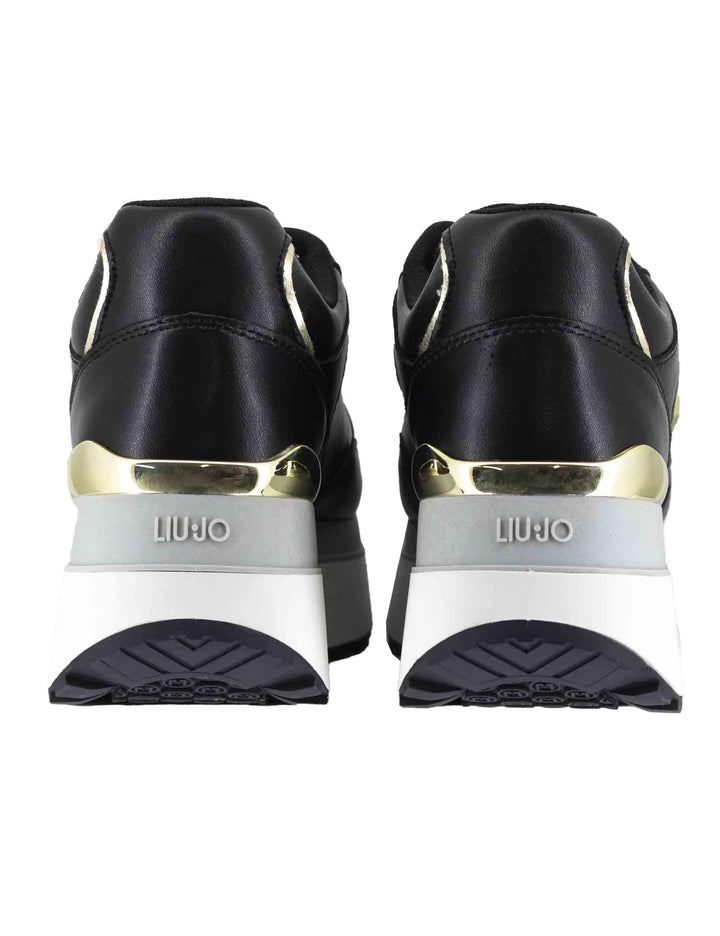 Sneakers Maxi Wonder Plus 01 in pelle nera con zeppa alta in gomma BF5011P010222222 Black Liu-Jo 