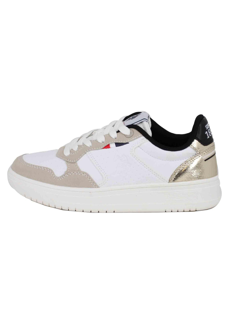 Sneakers donna in eco pelle vintage bianco e oro KOSMO002 WHI-GOL01 U.S. Polo Assn. 