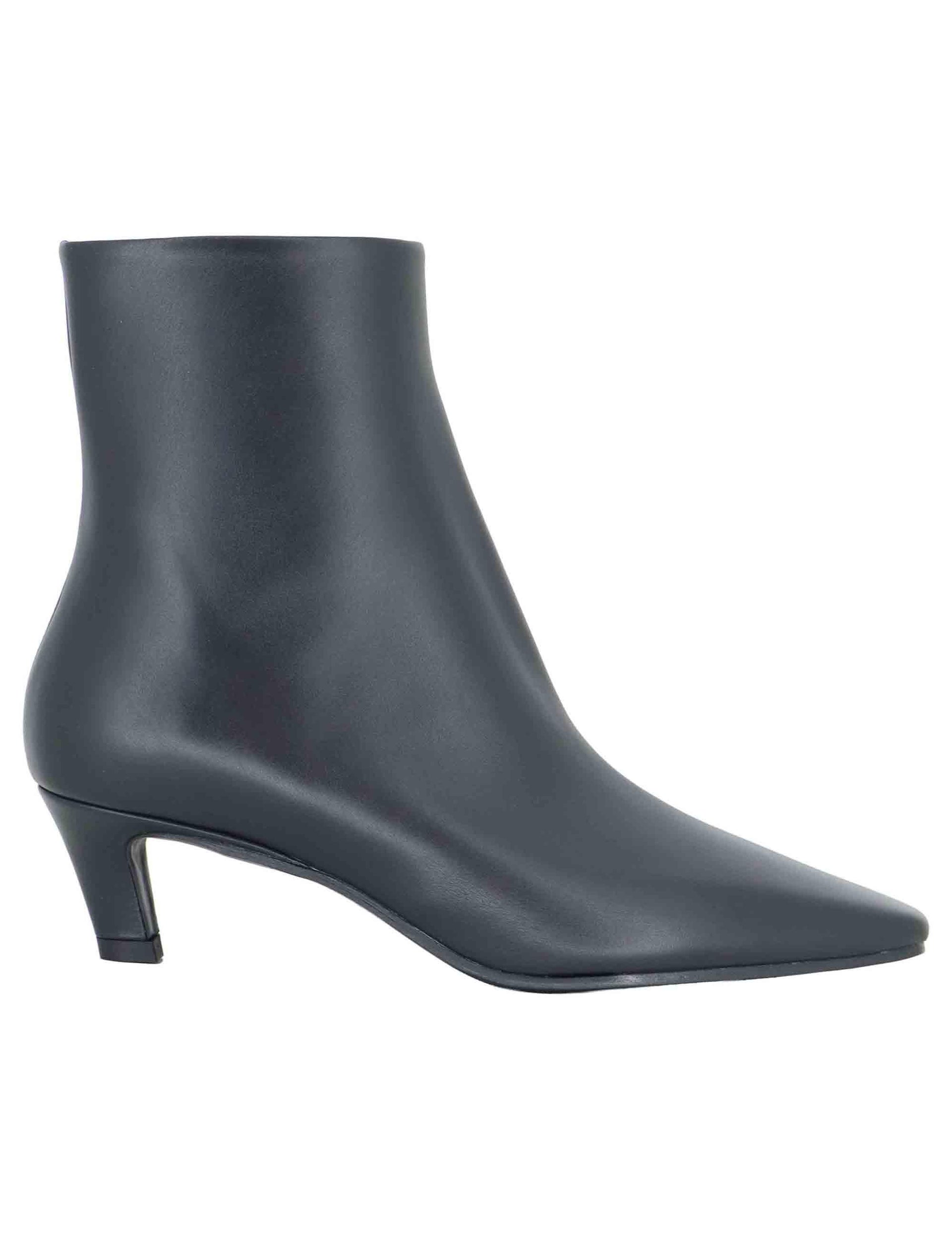 Stivaletti donna in pelle nera con tacco medio e zip laterale R2911 001 Bianca Di 