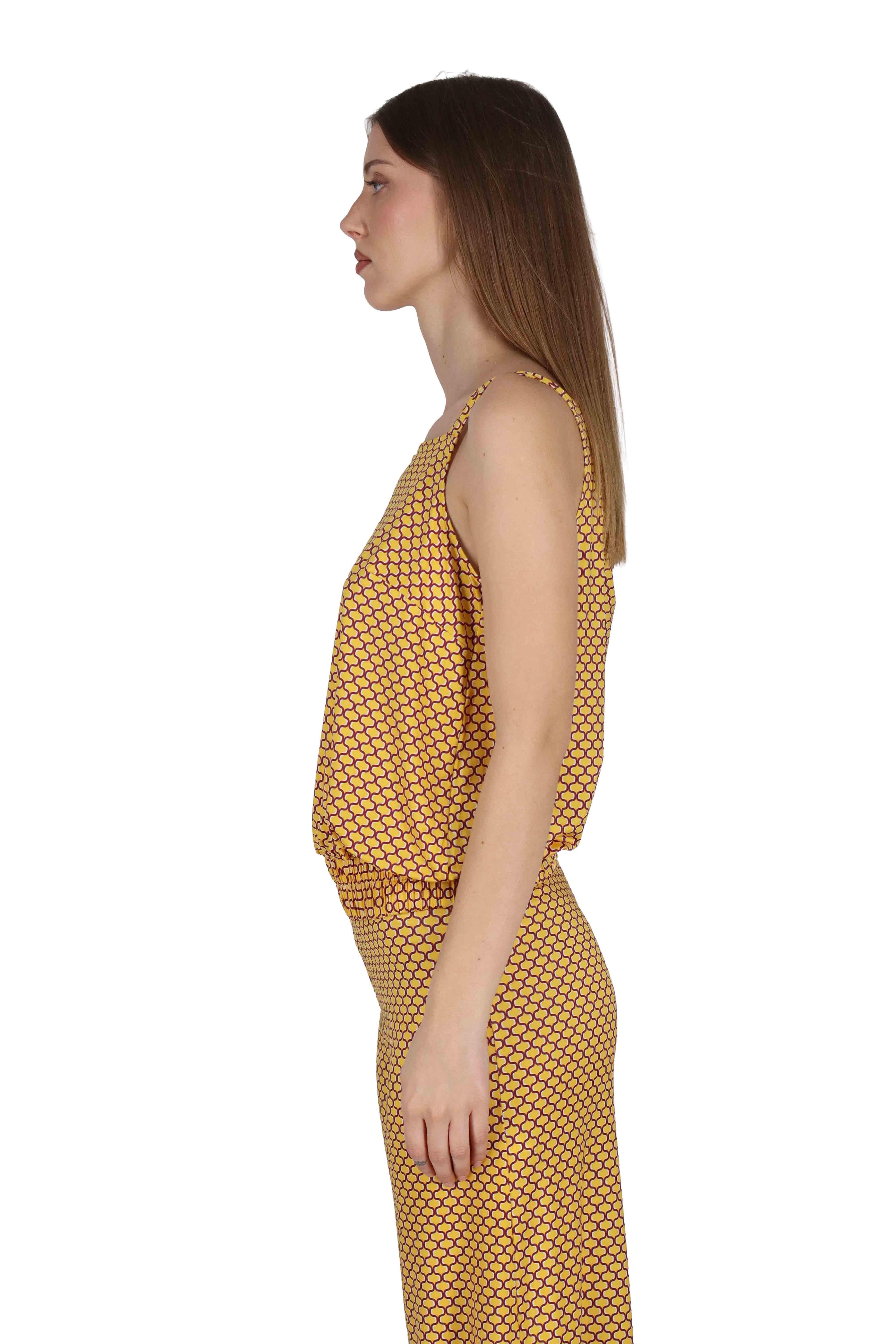 Top donna Square Neck Tank in jersey stretch giallo a fantasia JFATS0001-E2825-1267 1226 Justmine 