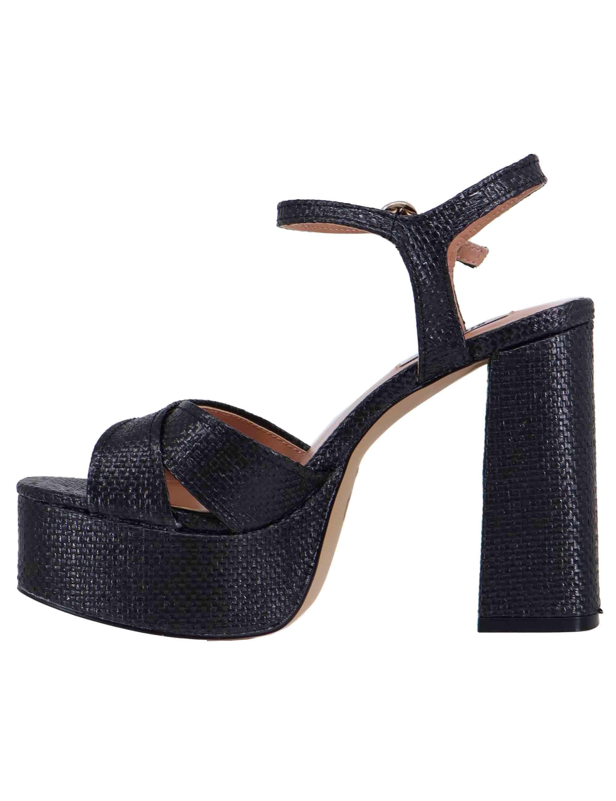 Sandali donna Arden in rafia nera con tacco alto e plateau 800P69JE 001 Bibi Lou 