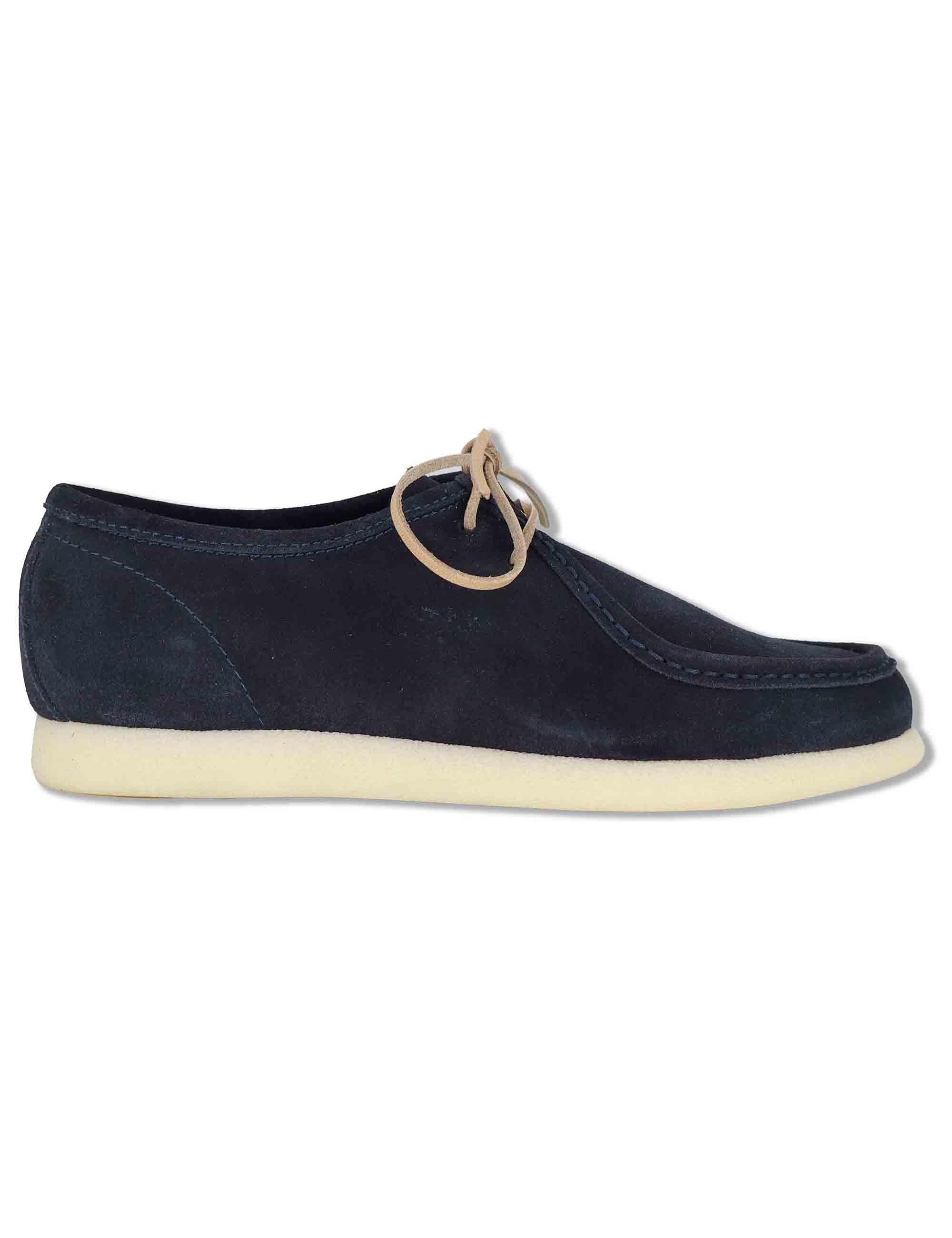 Stringate uomo Walleby in camoscio blu con suola in gomma leggera SPCL3014 002 Spatarella 