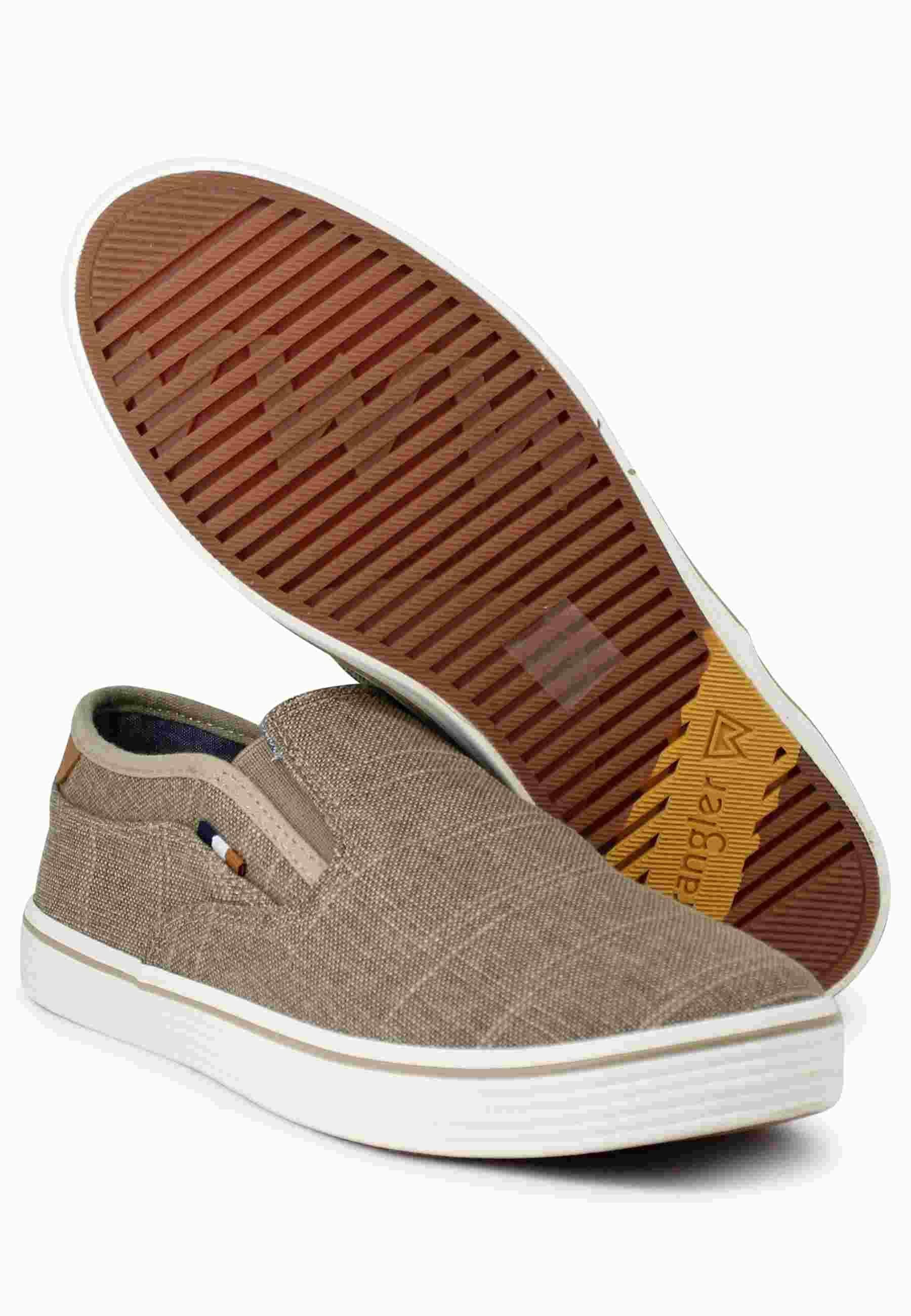 Mocassini uomo Calypso Slip On in tessuto beige con suola in gomma WM31031A 025 Wrangler 