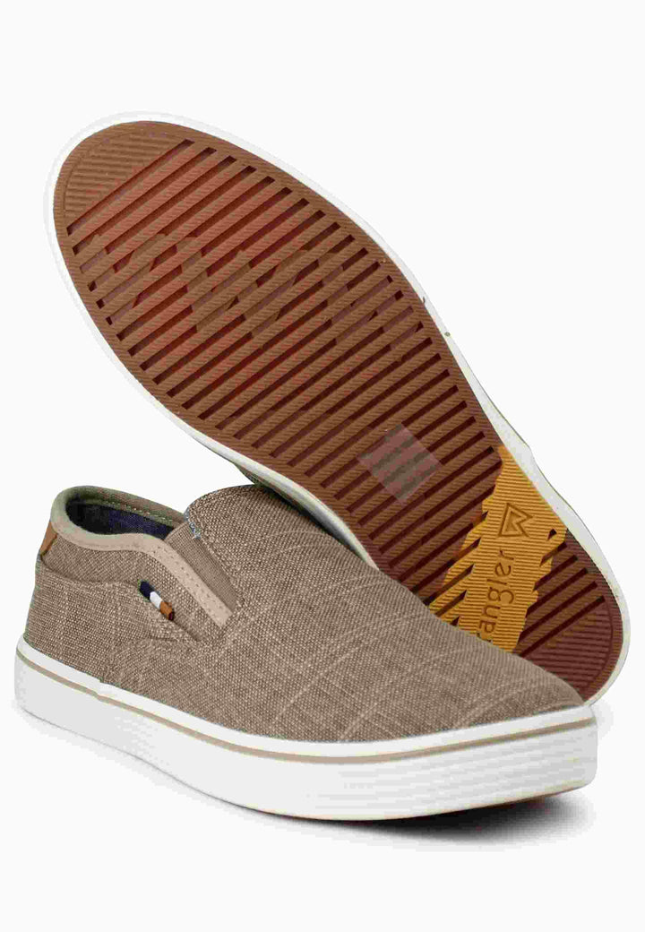 Mocassini uomo Calypso Slip On in tessuto beige con suola in gomma WM31031A 025 Wrangler 