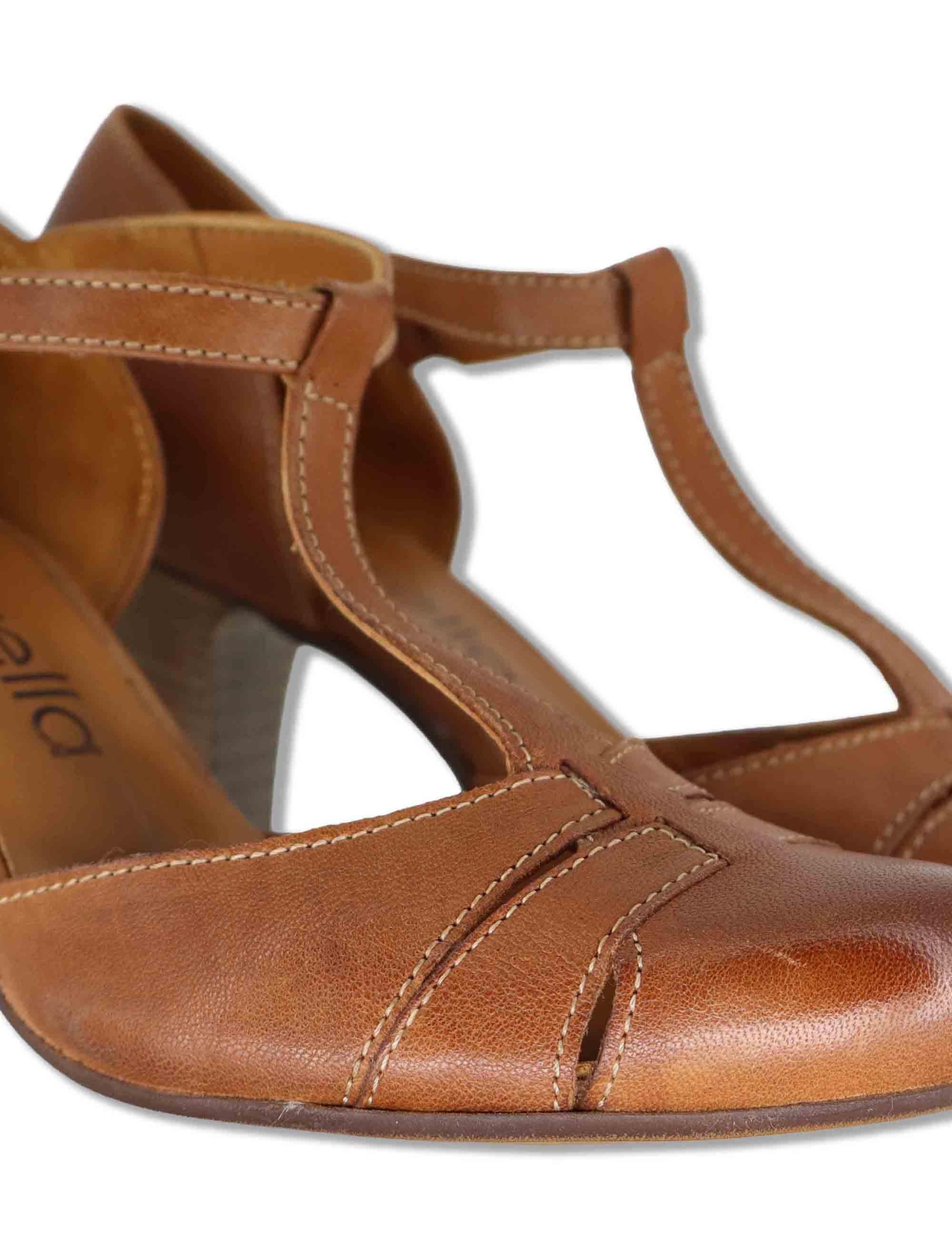 Decollete donna in pelle cuoio vintage con tacco alto e punta tonda SP1611 014 Spatarella 