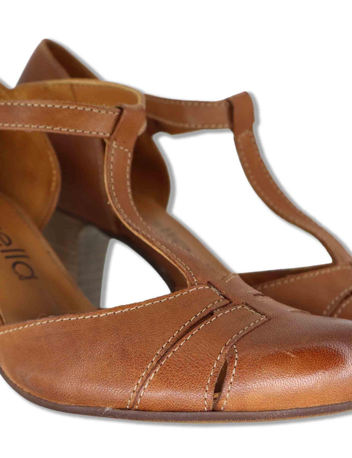 Decollete donna in pelle cuoio vintage con tacco alto e punta tonda SP1611 014 Spatarella 