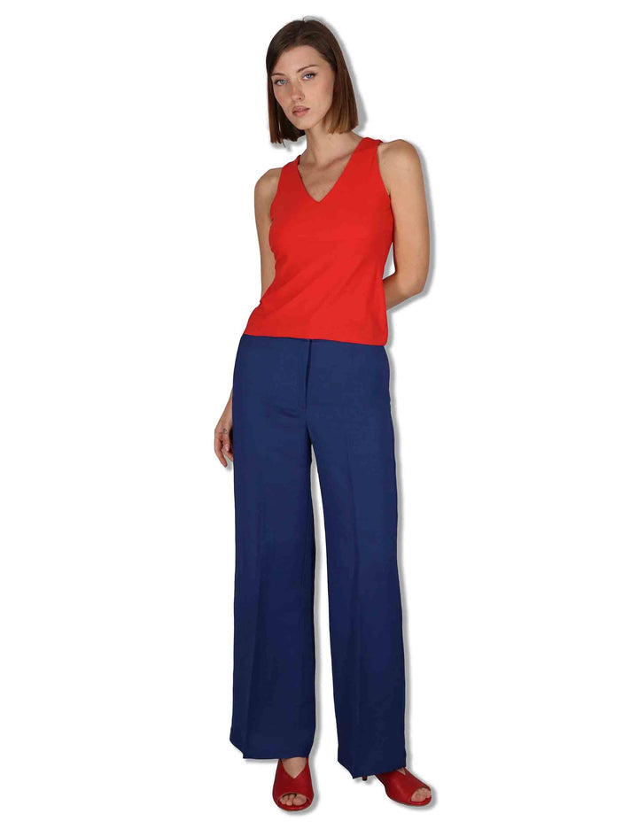 Top donna Soft Jersey in rosso con scollo a V e giromaniche JP556470210 30000 Maliparmi 