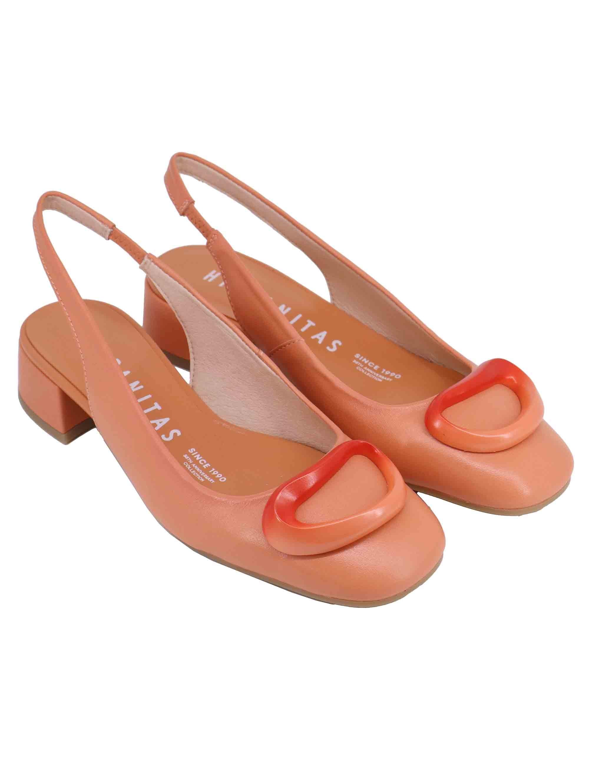 Slingback donna in pelle corallo con tacco basso HV253993 C003 Hispanitas 