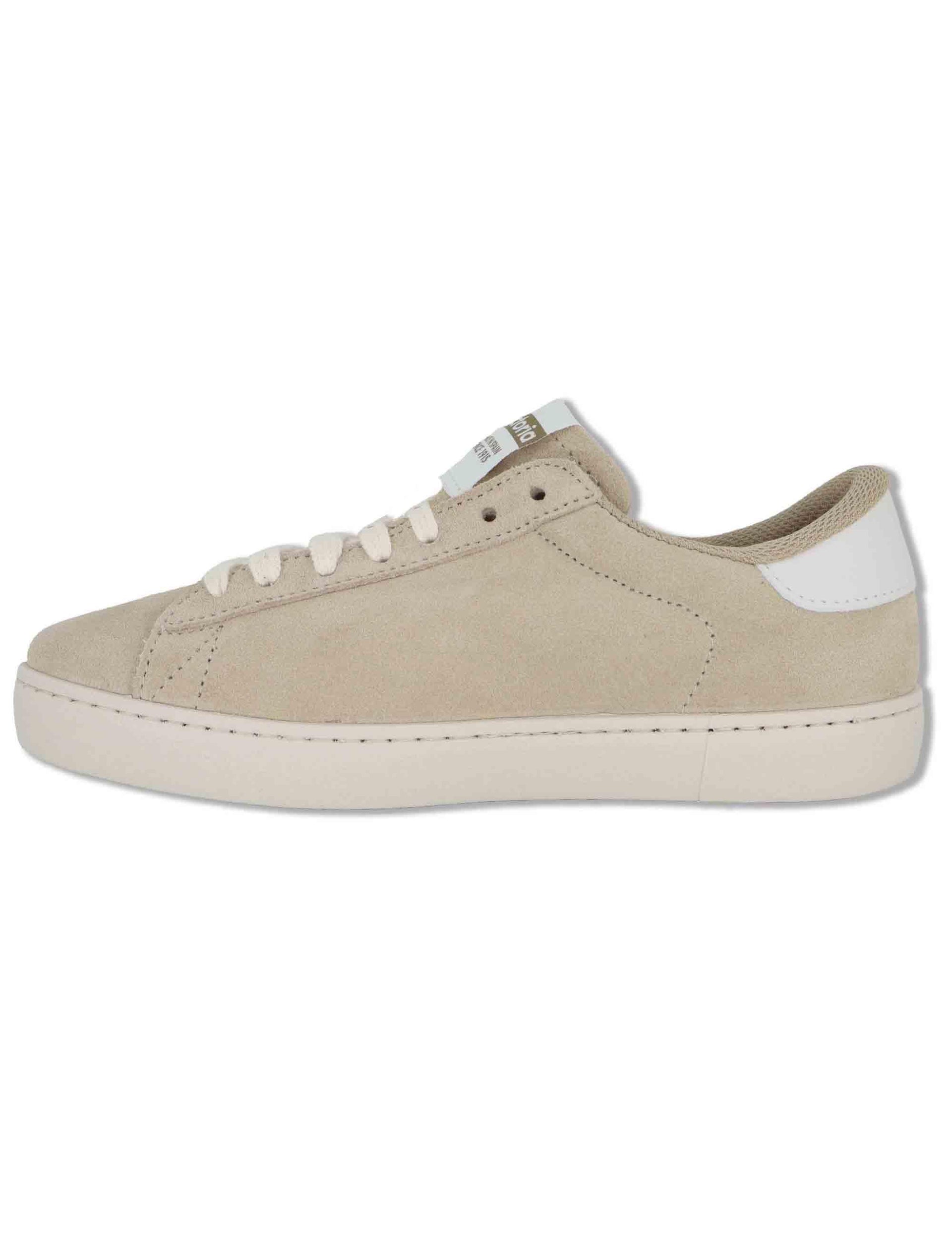 Sneakers donna Berlin in camoscio beige con logo in glitter 1126239 80_Beige Victoria 