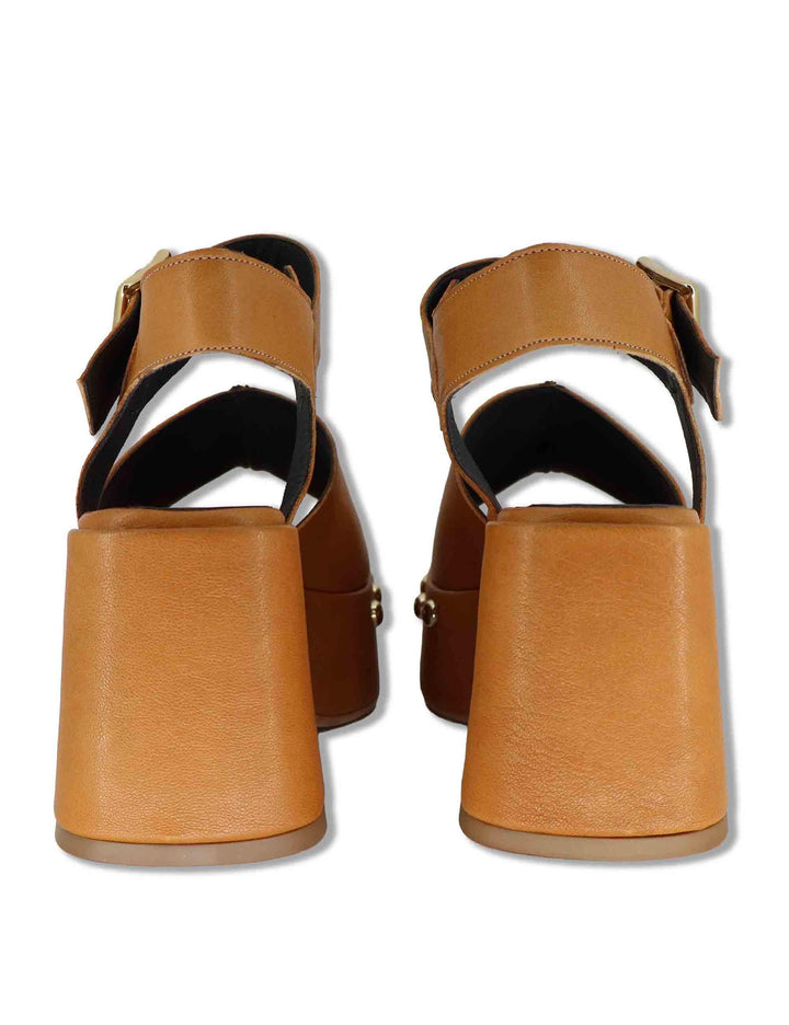 Sandali donna in pelle cuoio con cinturino e zeppa alta con borchie HILTON14100 013 Tattoo 