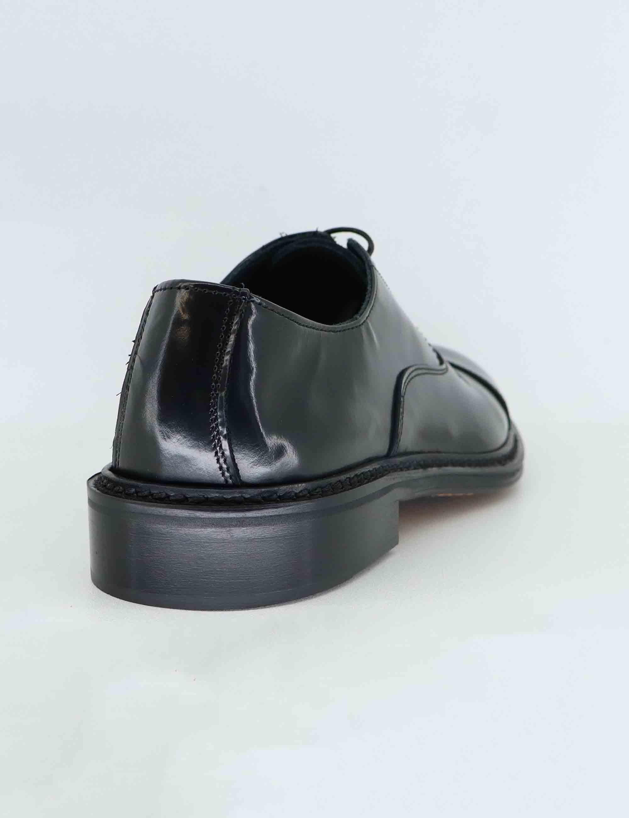 Stringate uomo in pelle nera con suola in cuoio SP15401 001 Spatarella 