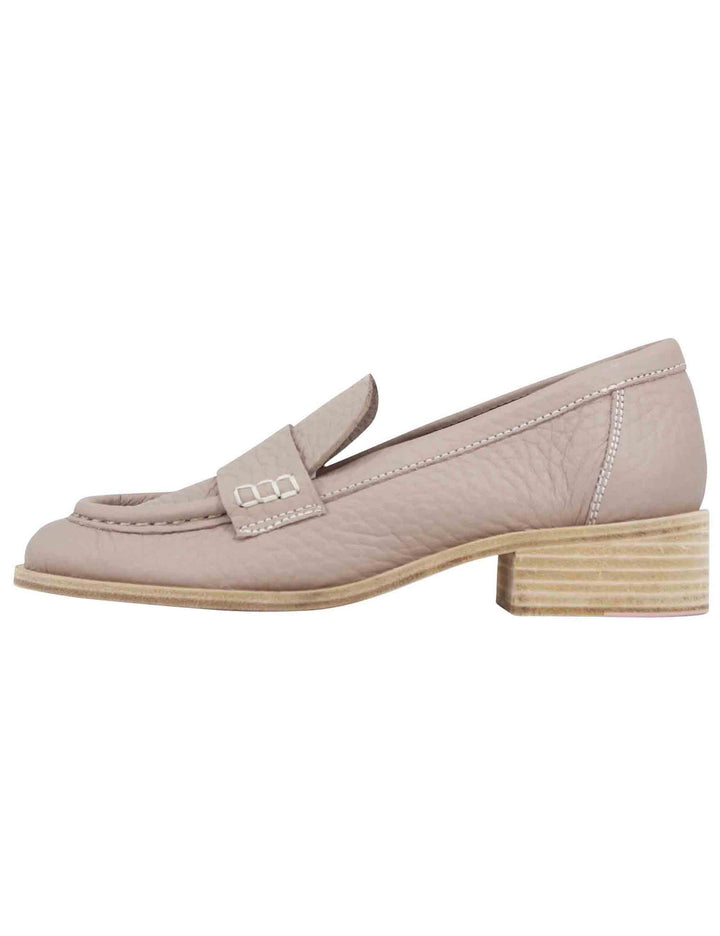 Mocassini donna in pelle beige con vaschettone e suola in cuoio 7650 015 Ras 