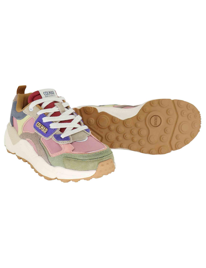 Sneakers donna in pelle e tessuto rosa con suola alta GARNER FLASHY 126 Colmar 