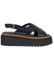 Sandali slingback in pelle nera con zeppa in gomma Donna BESSIE 02 BLACK