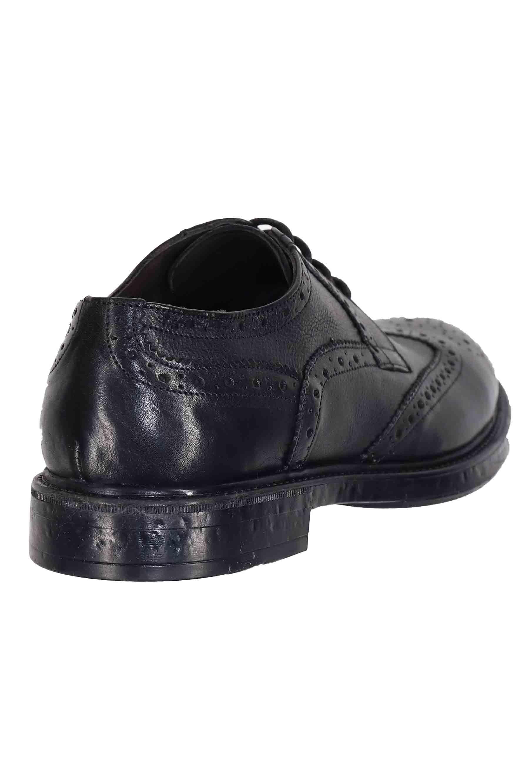 Stringate da uomo in pelle nera con impunture all'inglese e suola in gomma SP1268 001 Spatarella 