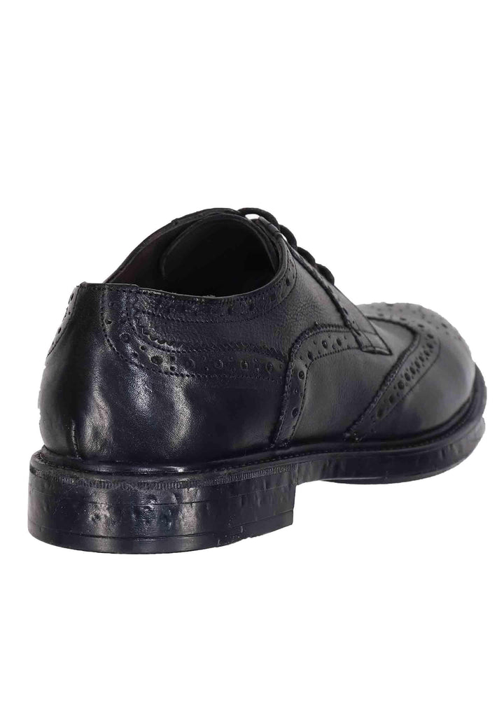 Stringate da uomo in pelle nera con impunture all'inglese e suola in gomma SP1268 001 Spatarella 