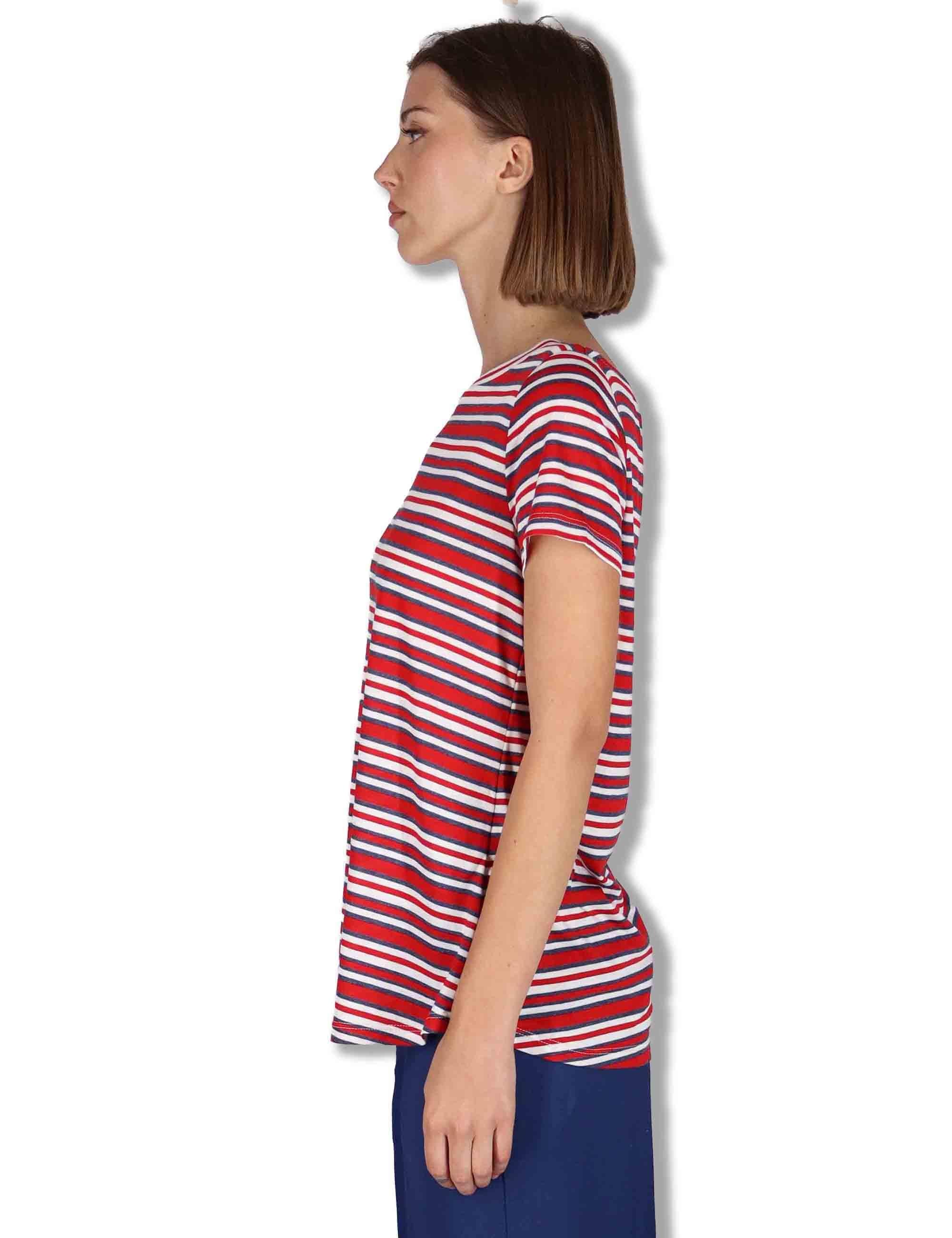 T-Shirt donna Summer Stripes in viscosa naturale azzurra JK028170676 82B30 Maliparmi 