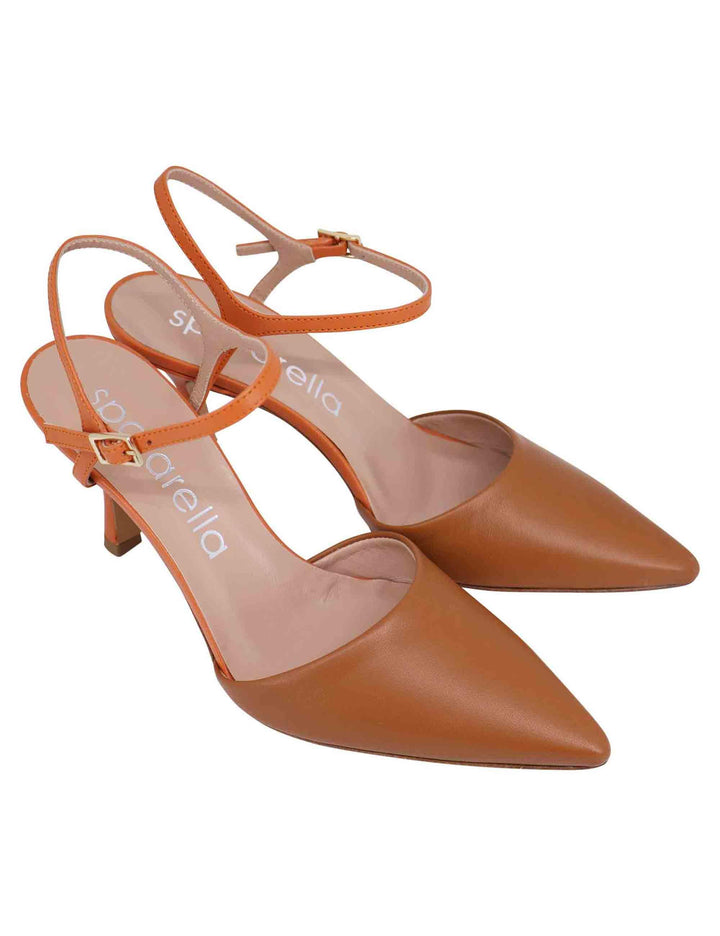 Sandali donna in pelle cuoio con tacco alto e cinturino alla caviglia SP286 029 Spatarella 