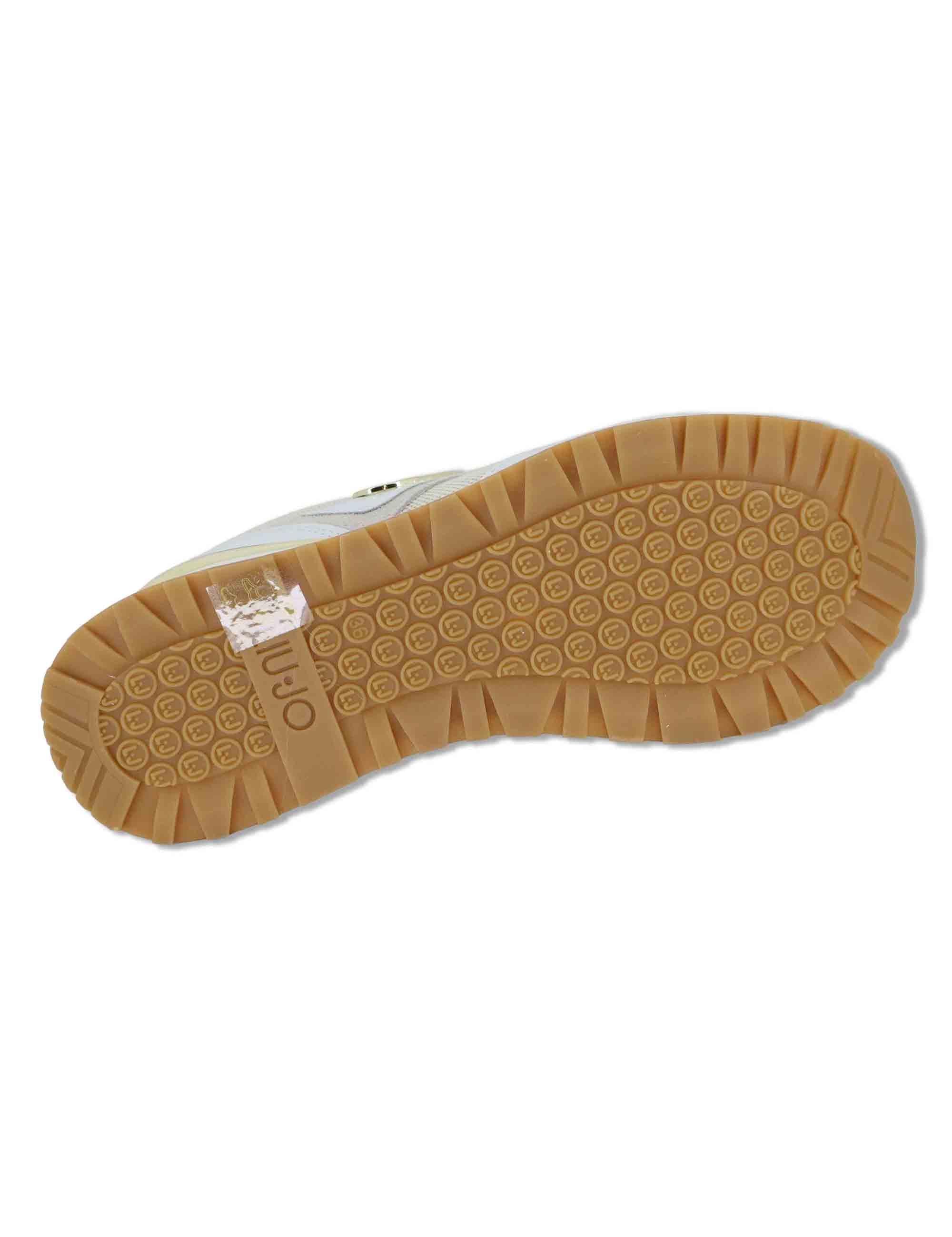 Sneakers donna in pelle e tessuto bianco con suola alta in gomma MAXI WONDER 97 BIS WHITE Liu-Jo 