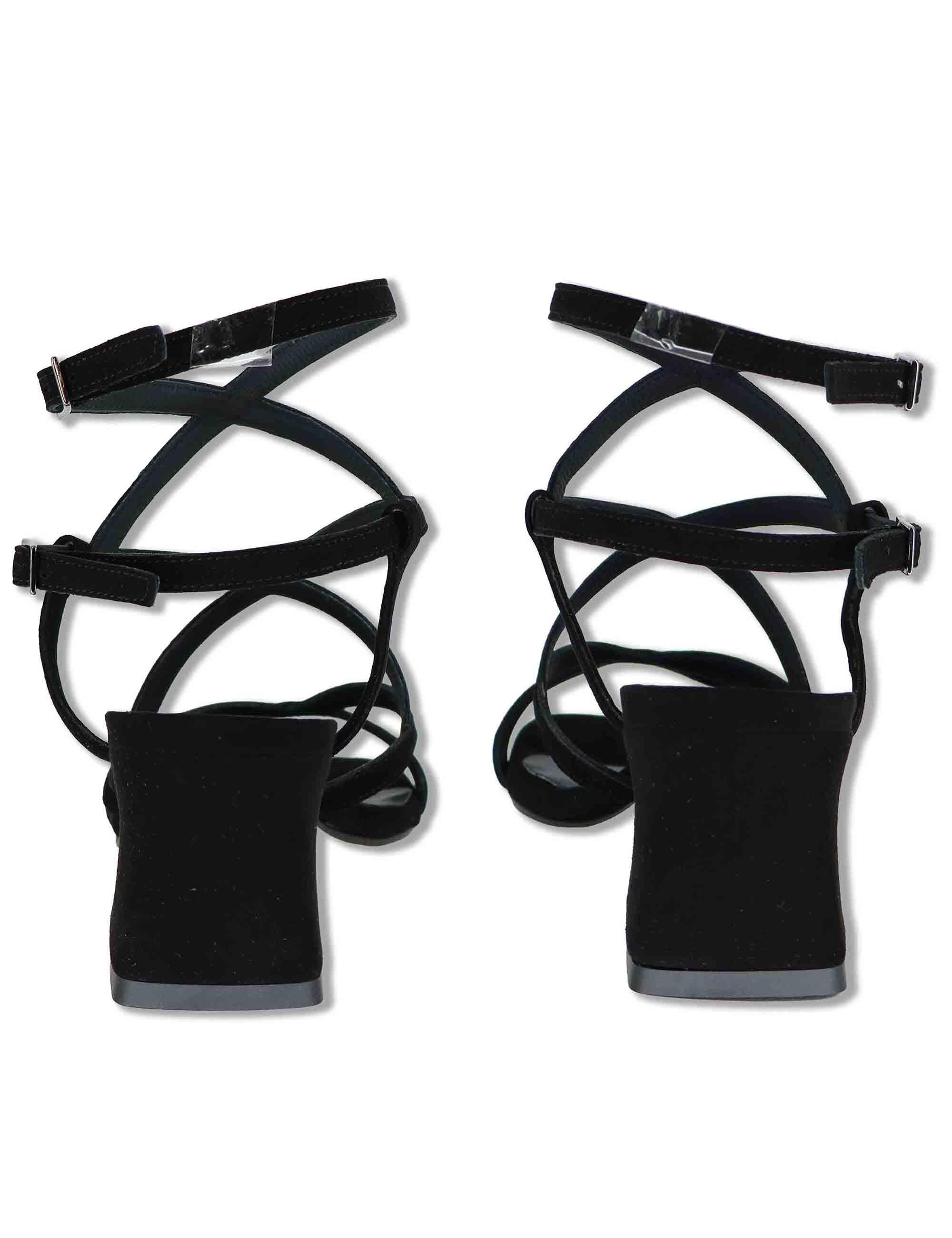 Sandali donna in camoscio nero con cinturini e tacco medio 119 001 Tattoo 