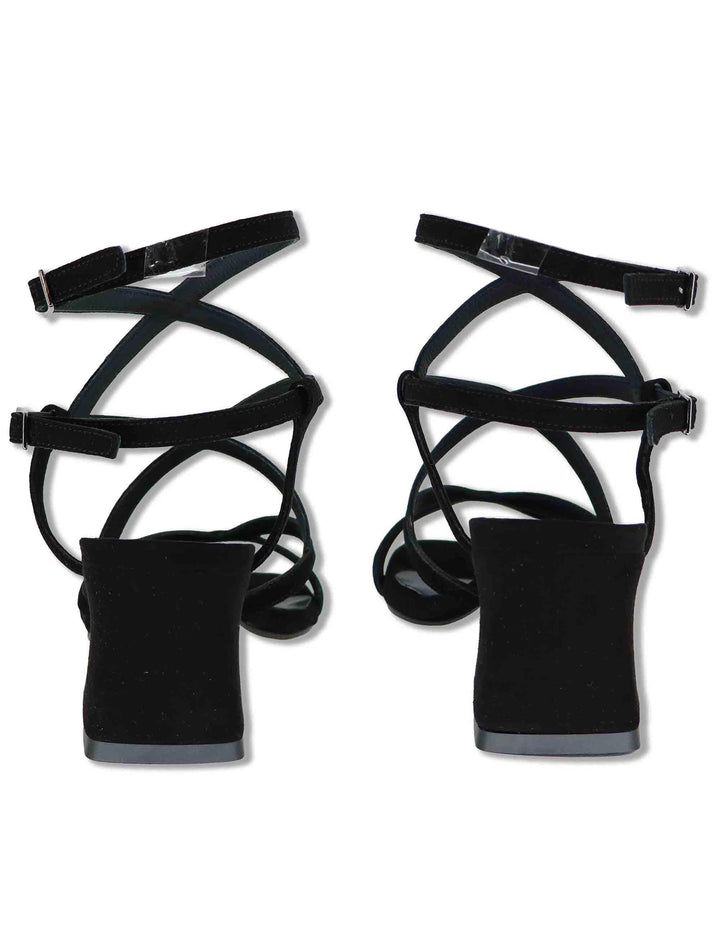 Sandali donna in camoscio nero con cinturini e tacco medio 119 001 Tattoo 