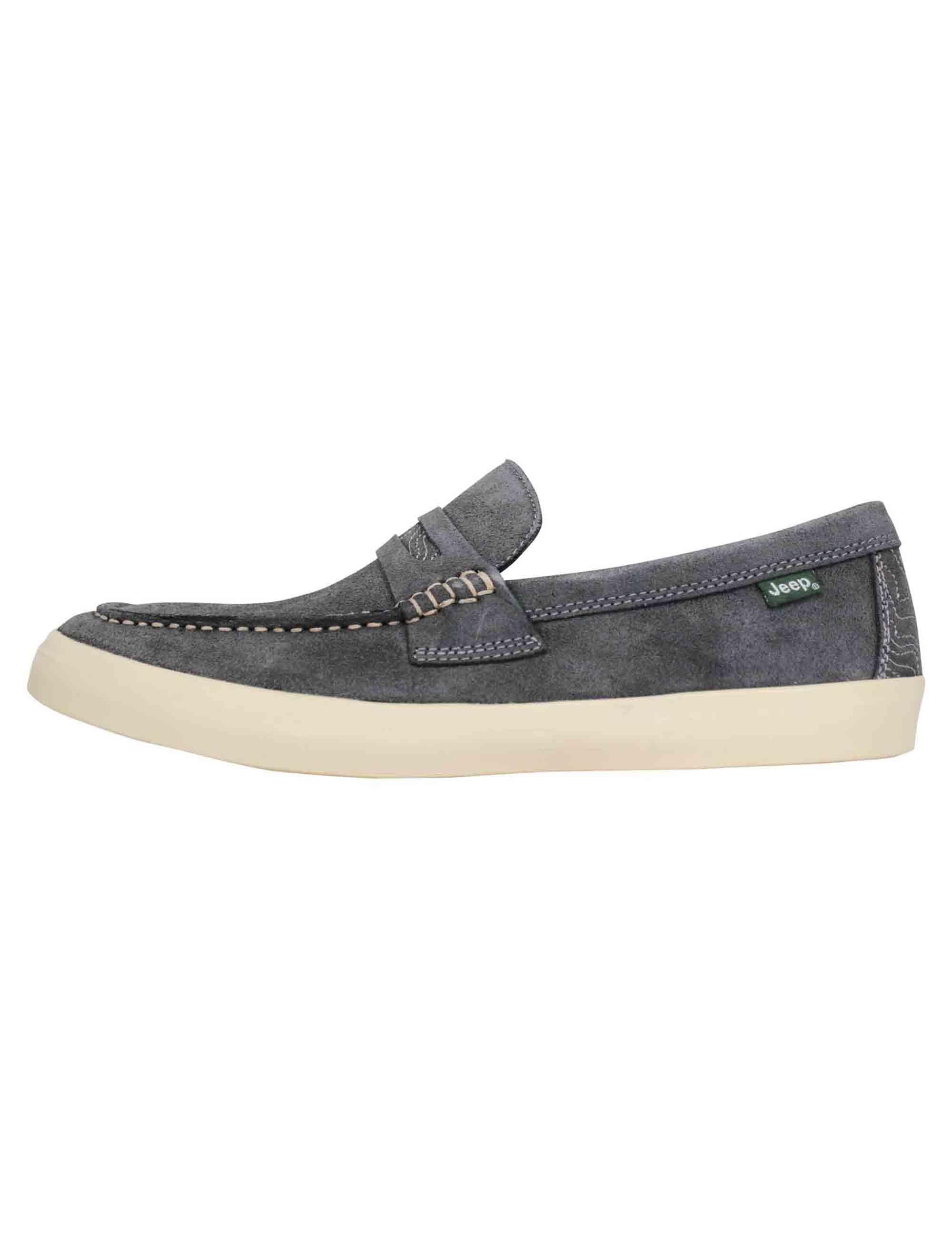 Mocassini uomo Moki Suede in camoscio grigio con suola in gomma bianca JM41111A 055 Jeep 