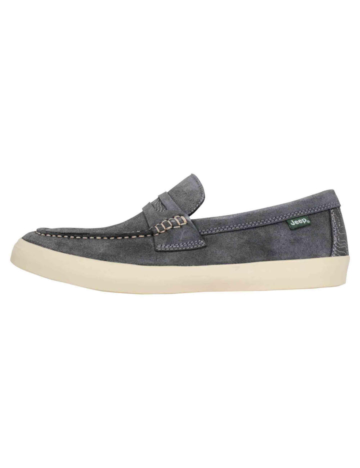 Mocassini uomo Moki Suede in camoscio grigio con suola in gomma bianca JM41111A 055 Jeep 