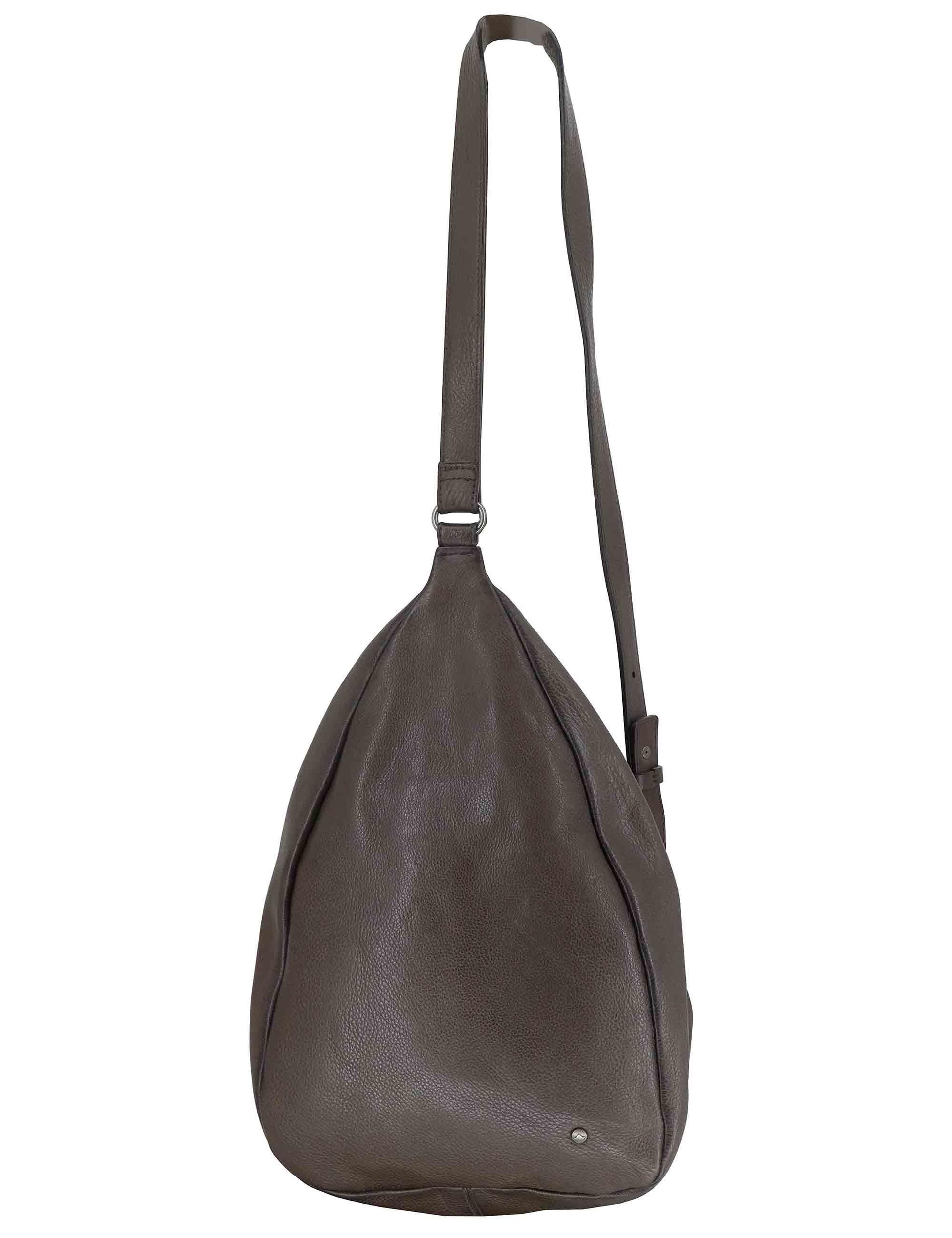 Zaini monospalla donna in pelle grigia con tracolla regolabile e vano porta oggetti RBS1505 745 Rehard 