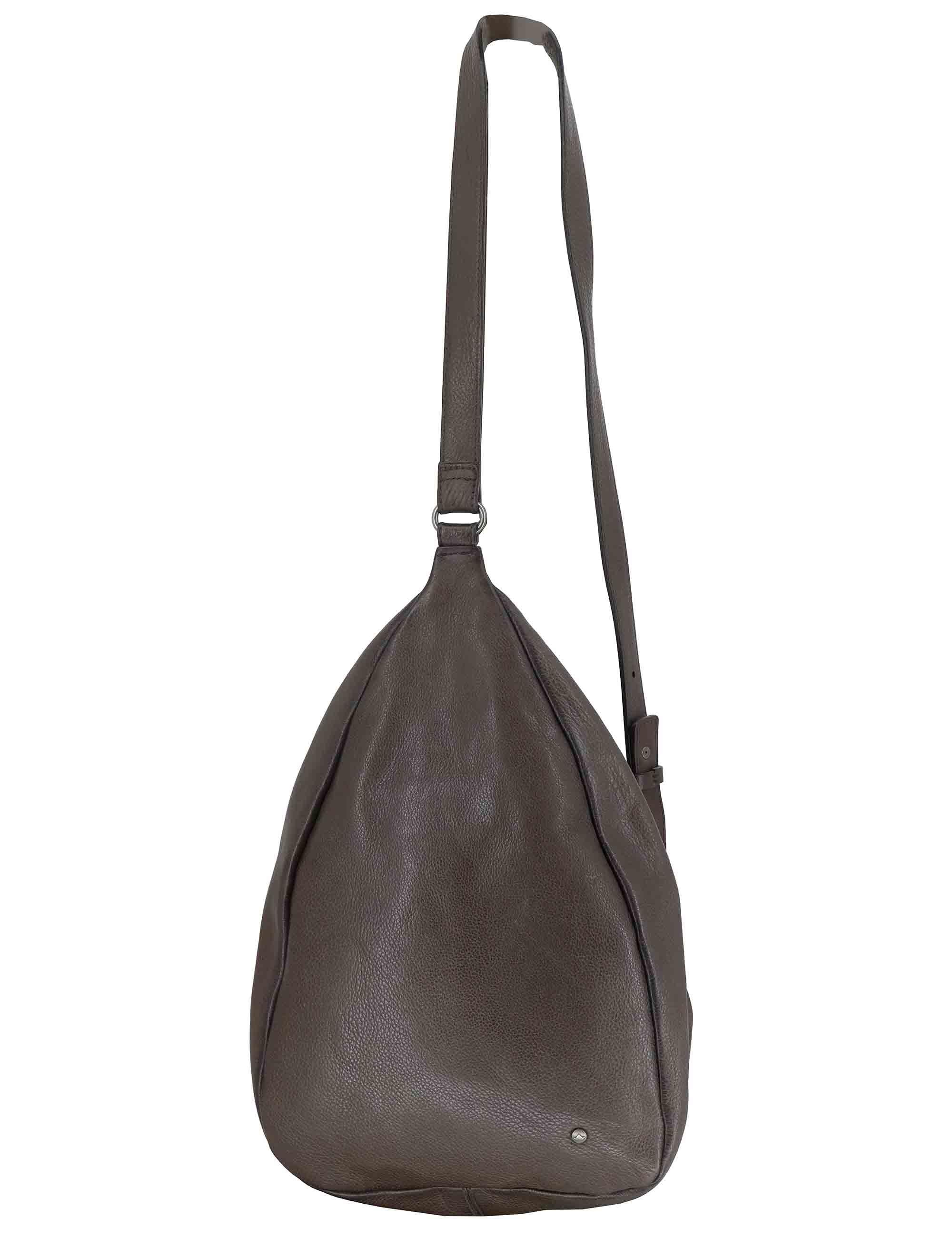 Zaini monospalla donna in pelle grigia con tracolla regolabile e vano porta oggetti RBS1505 745 Rehard 