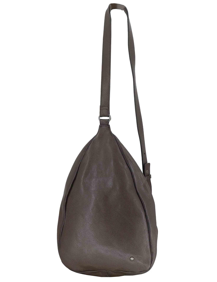 Zaini monospalla donna in pelle grigia con tracolla regolabile e vano porta oggetti RBS1505 745 Rehard 