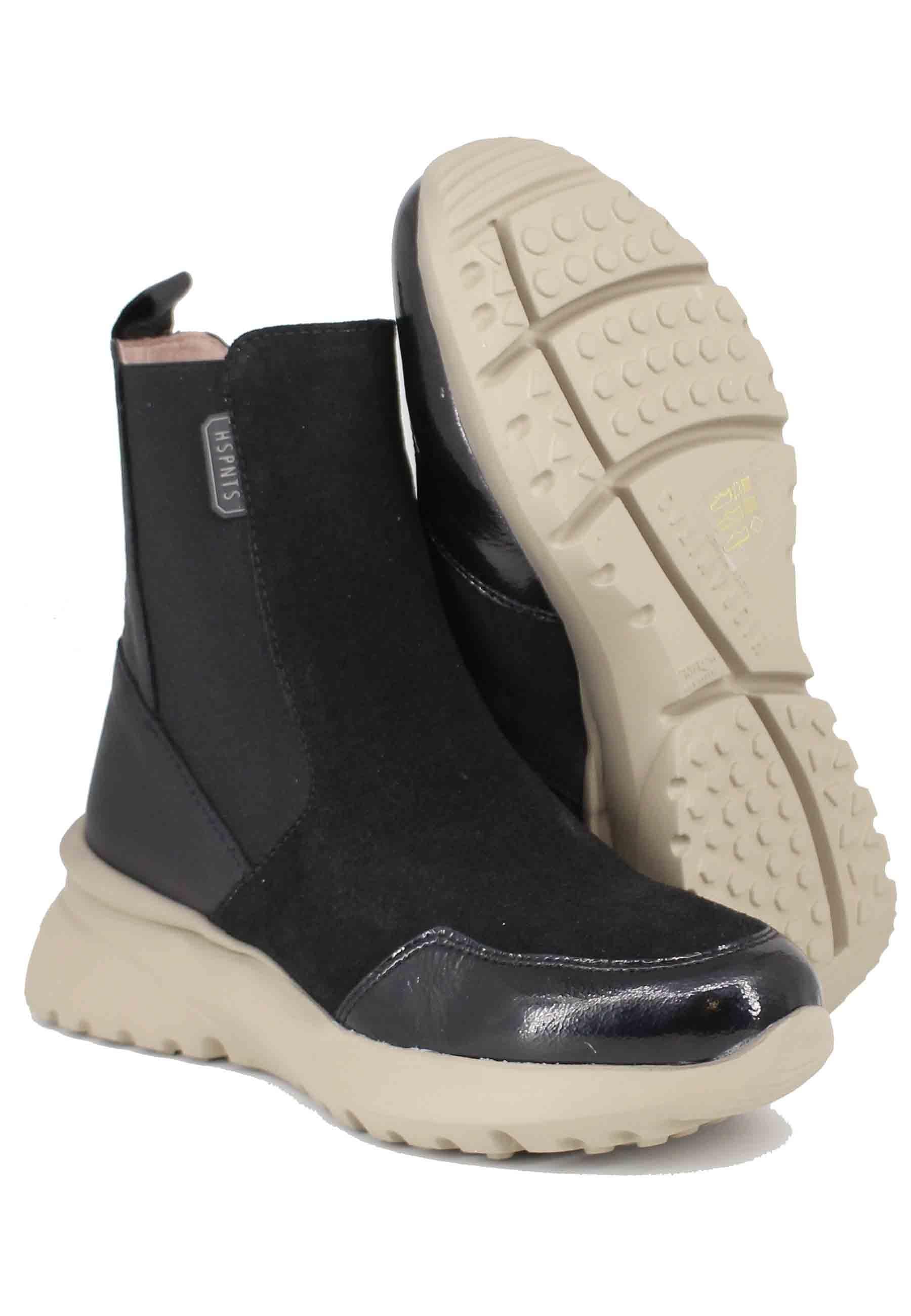 Sneakers donna a stivaletto in pelle e tessuto nero Rio Black HI232961 C010 Hispanitas 