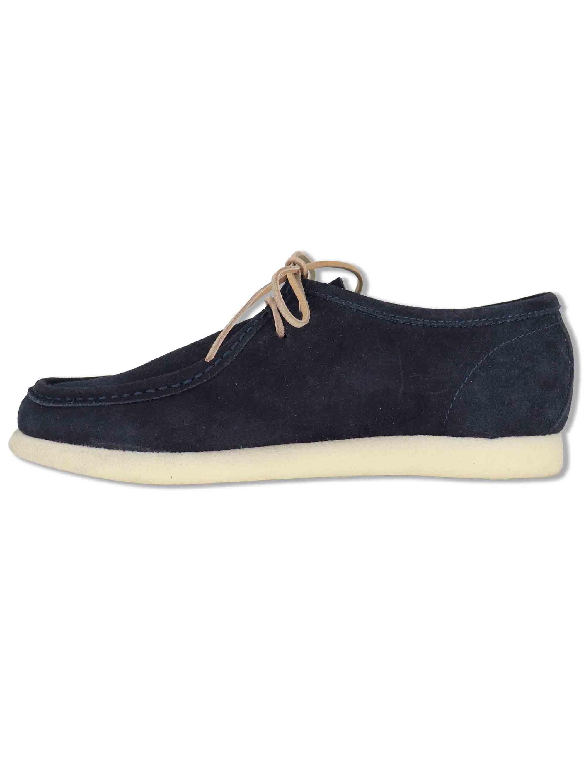 Stringate uomo Walleby in camoscio blu con suola in gomma leggera SPCL3014 002 Spatarella 
