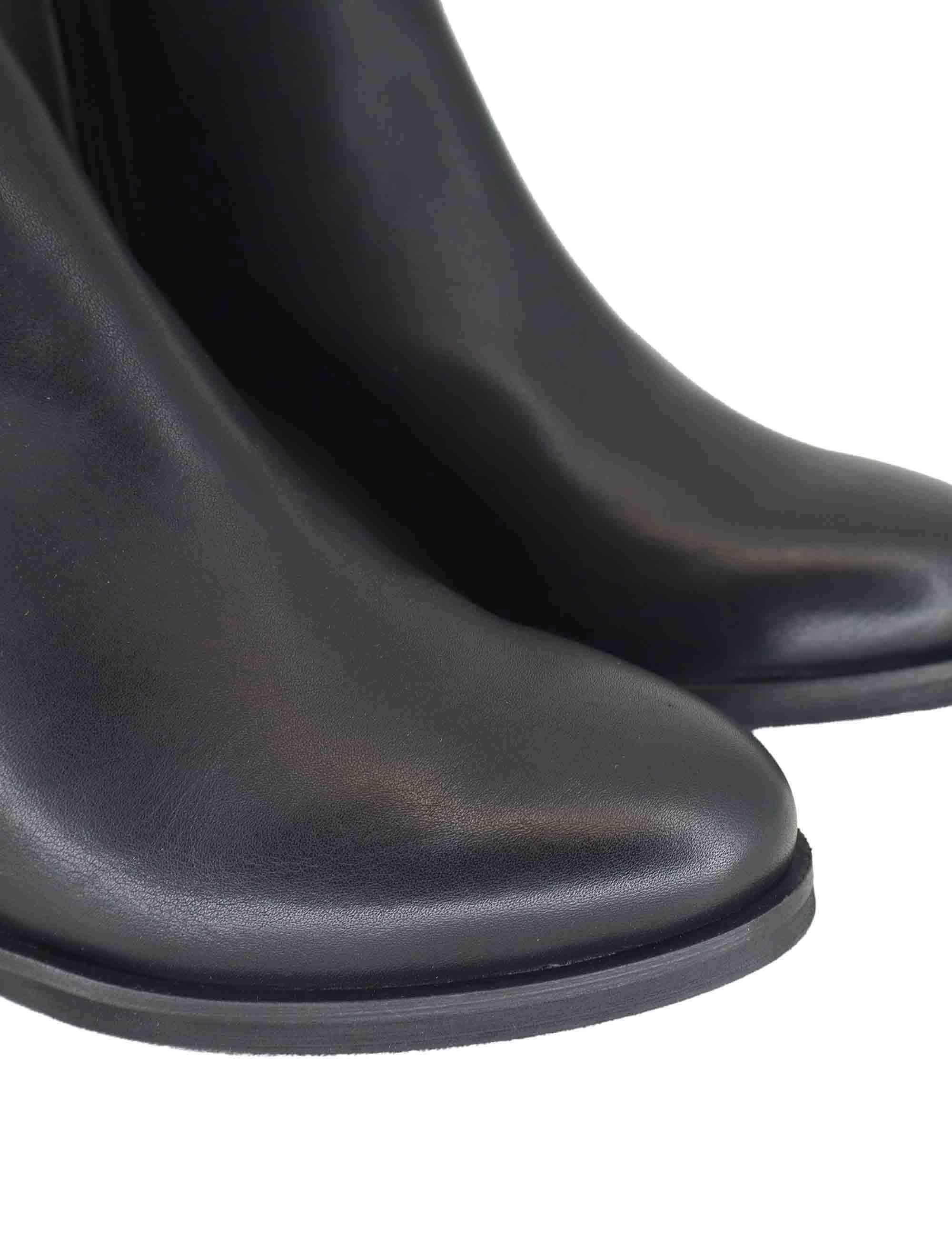 Stivaletti donna in pelle nera con tacco medio in cuoio SERENA 1 001 Tattoo 